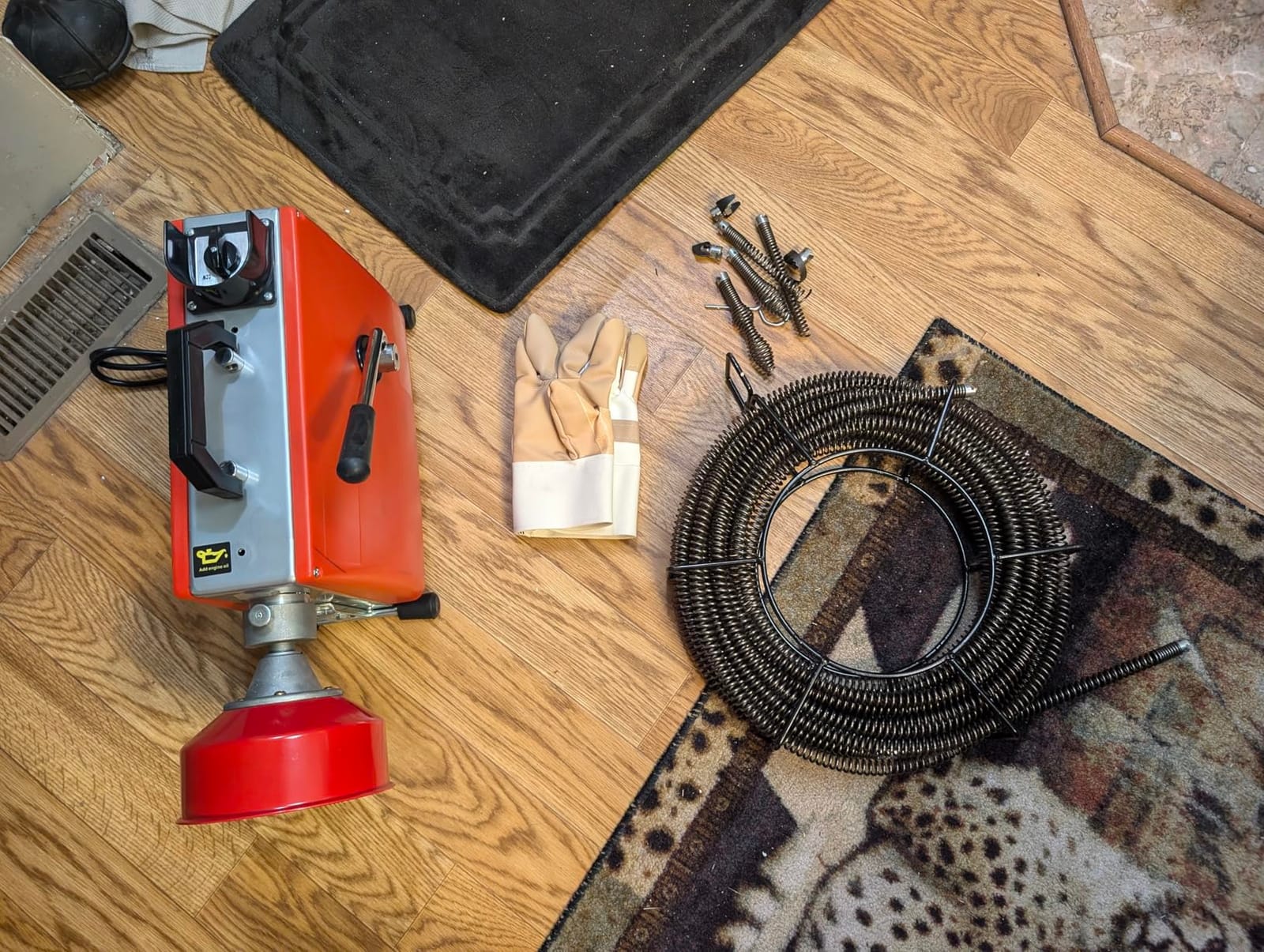 VEVOR 120FT x 7/8 Inch Drain Cleaner Machine, 420W Electric Sewer Snake Auger Manual Feed - with 6 Cutters, 2 Steel Cables (120' x 7/8