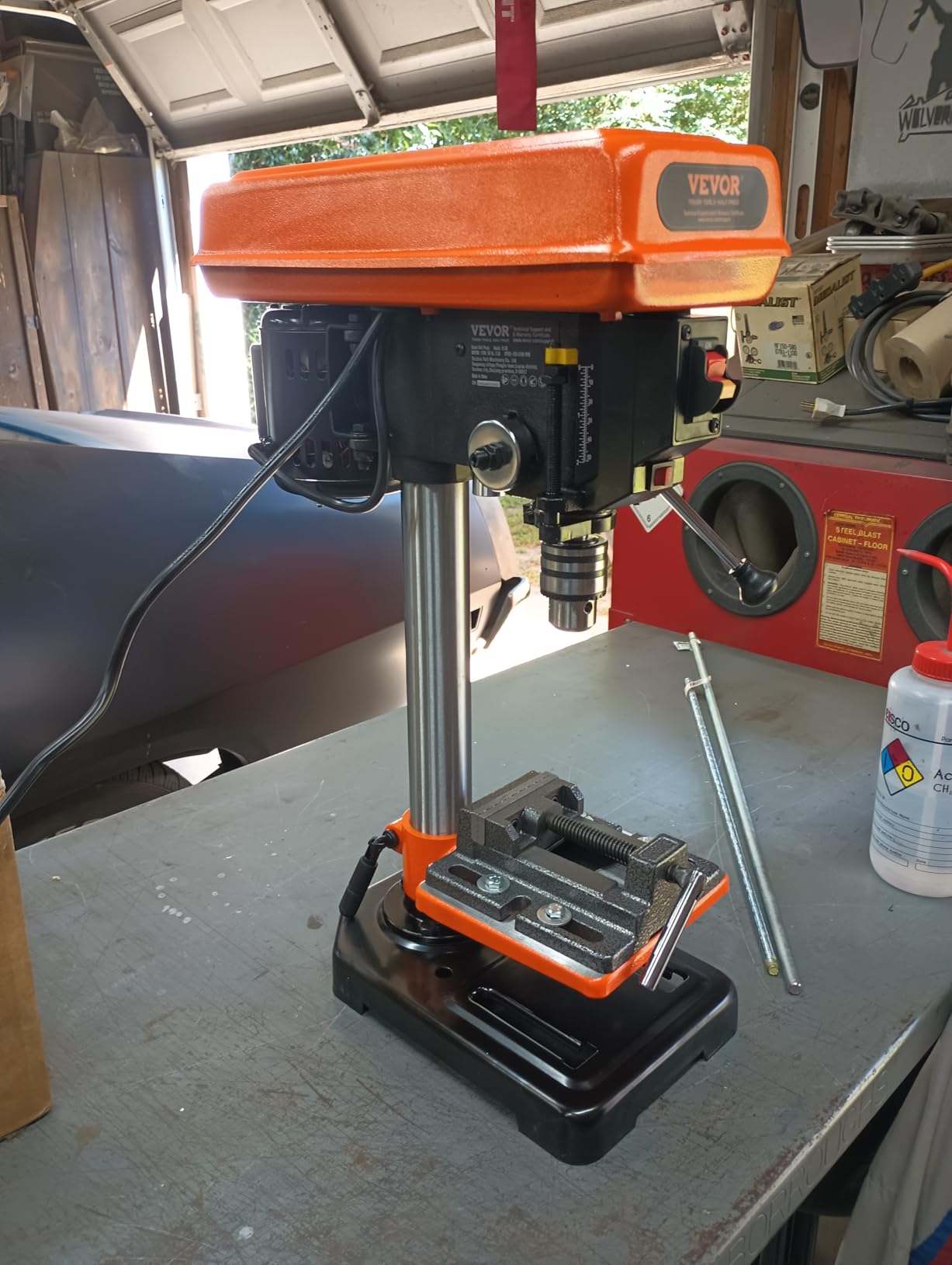 VEVOR 8 in Benchtop Drill Press, 2.5A Induction Motor, Tabletop Drilling Machine with 750/1140 / 1740/2340 / 3200 RPM Adjustable Speed, 0-45° Tilting Worktable, LED Work Light, for Wood Metal customer photo 2