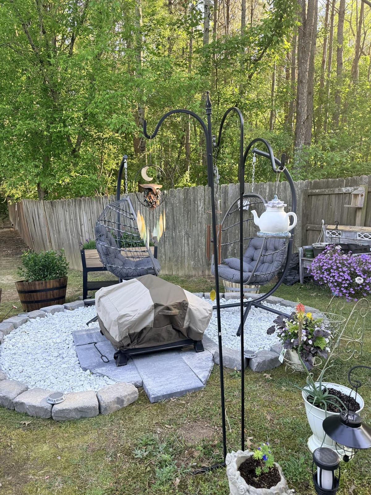 SWITTE Egg Chair Outdoor with Stand, Indoor Wicker Hanging Egg Swing, Grey | Patio Swinging Chair with Thick Cushion, Egg Shaped Swing for Bedroom Porch Balcony, Rattan Hammock Chairs 370 LBS Capacity customer photo 1