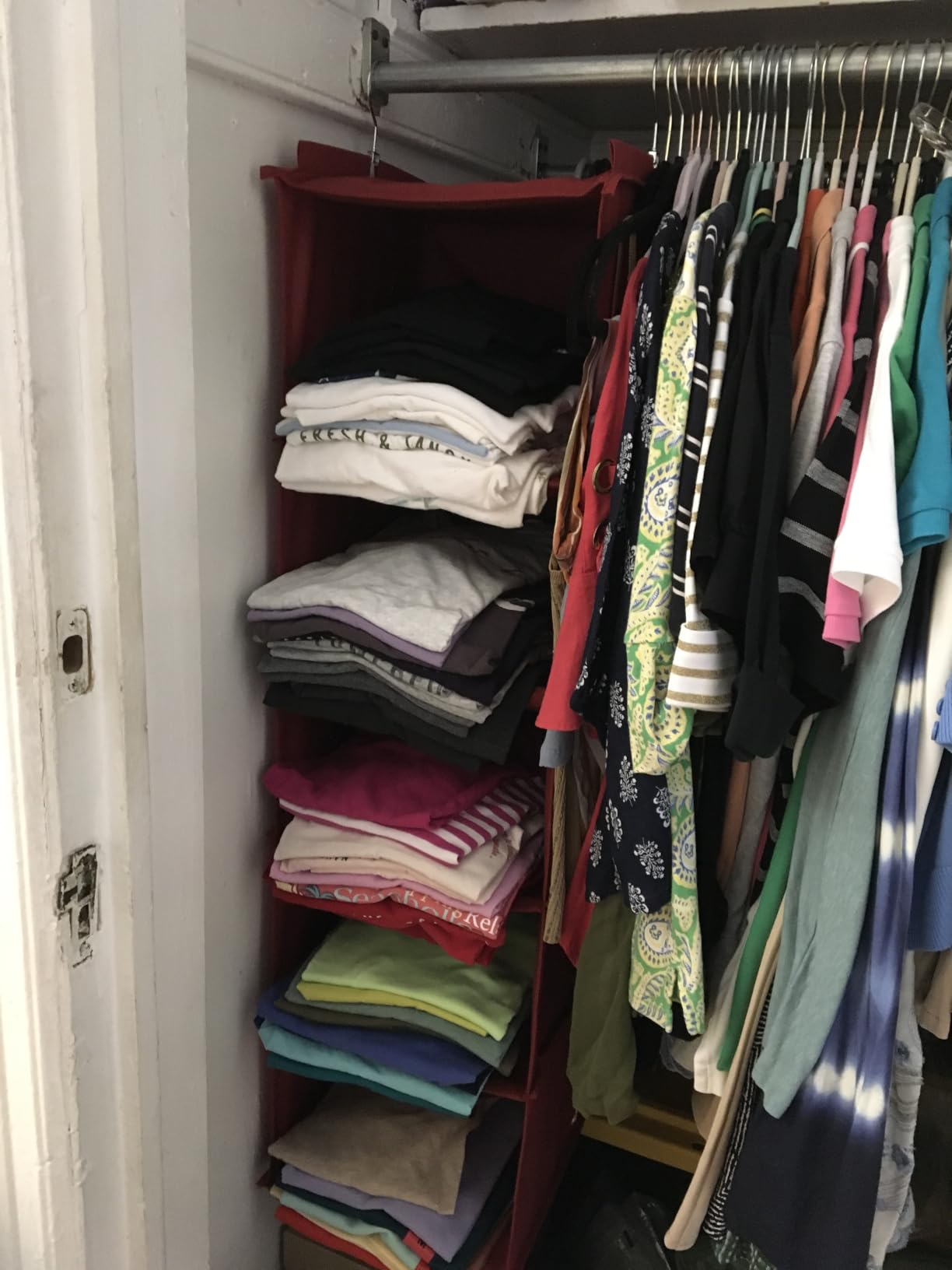 BOOMIBOO Hanging Closet Organize and Shelves, 5-Hanging Shelf with 2 Side Pockets, Storage Foldable (Grey) customer photo 1