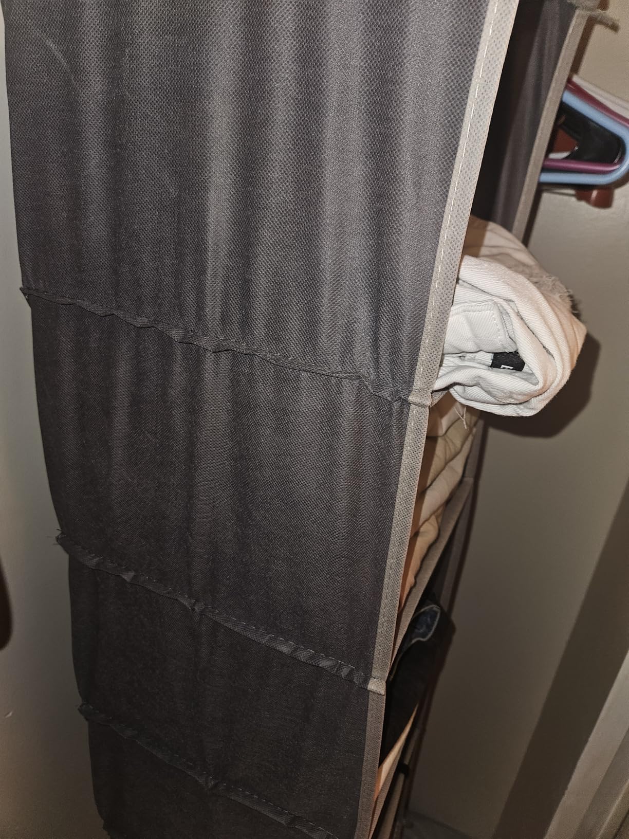 BOOMIBOO Hanging Closet Organize and Shelves, 5-Hanging Shelf with 2 Side Pockets, Storage Foldable (Grey) customer photo 2