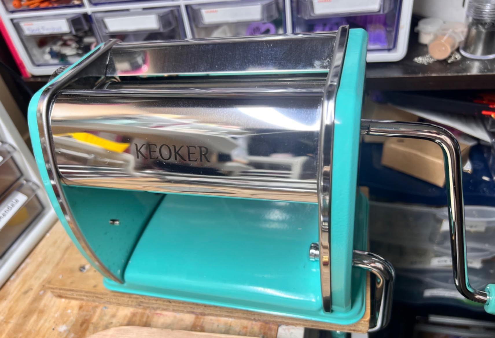 KEOKER Clay Press Machine, Polymer Clay Press Machine for Making Clay Earrings, Polymer Clay Roller Machine, 7 Thickness Stainless Steel Polymer Clay Pasta Machine, Polymer Clay Tools customer photo 1