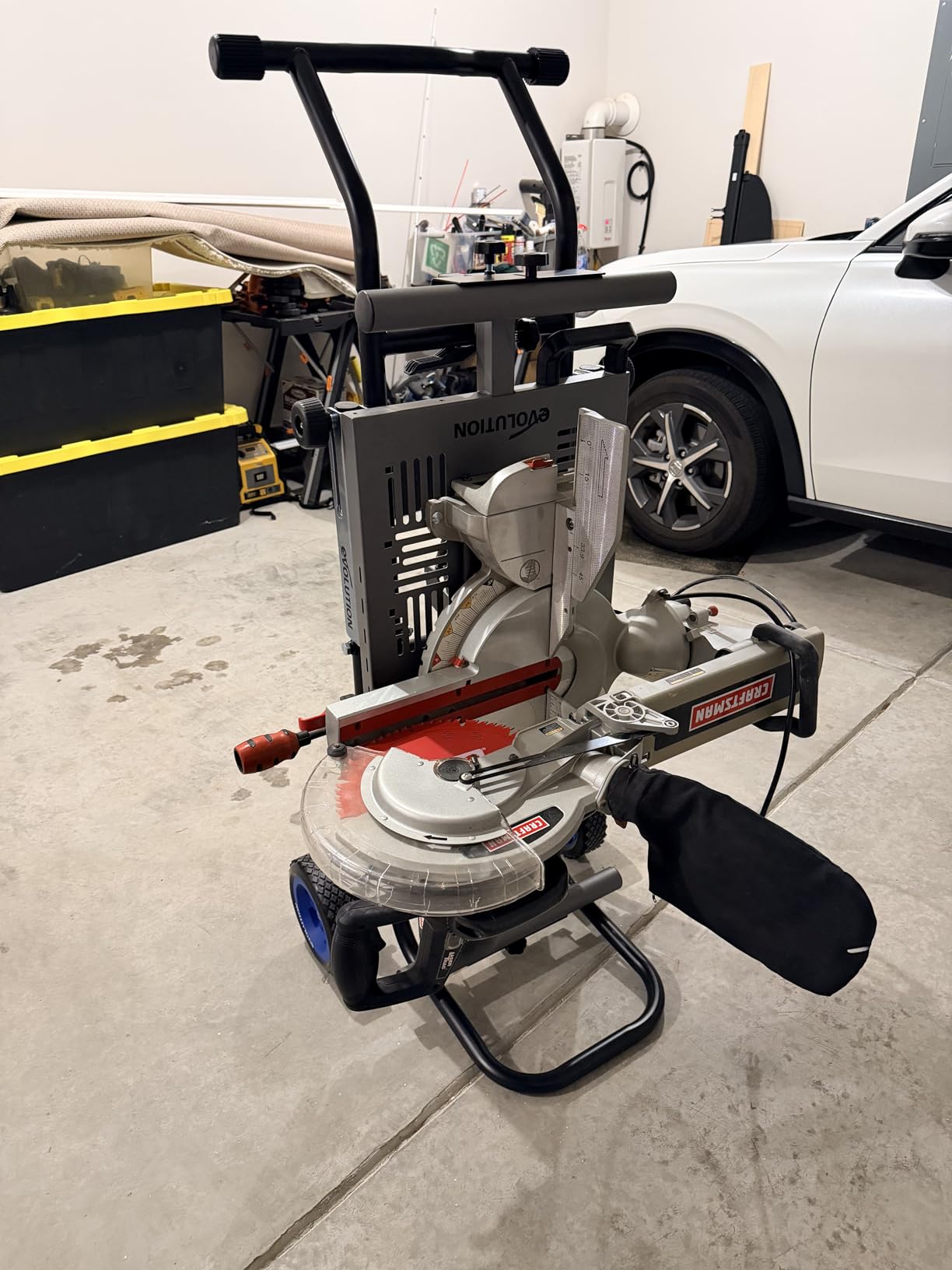 EVOLUTION MCSSTAND | Mitering Chop Saw Stand with Powerlift Assist | Heavy-Duty Steel Frame | All-Terrain Wheels | Compatible S14MCS, S355MCS, S355CPSL, S14CPS, S15CPS | Gas-Strut Lift customer photo 1
