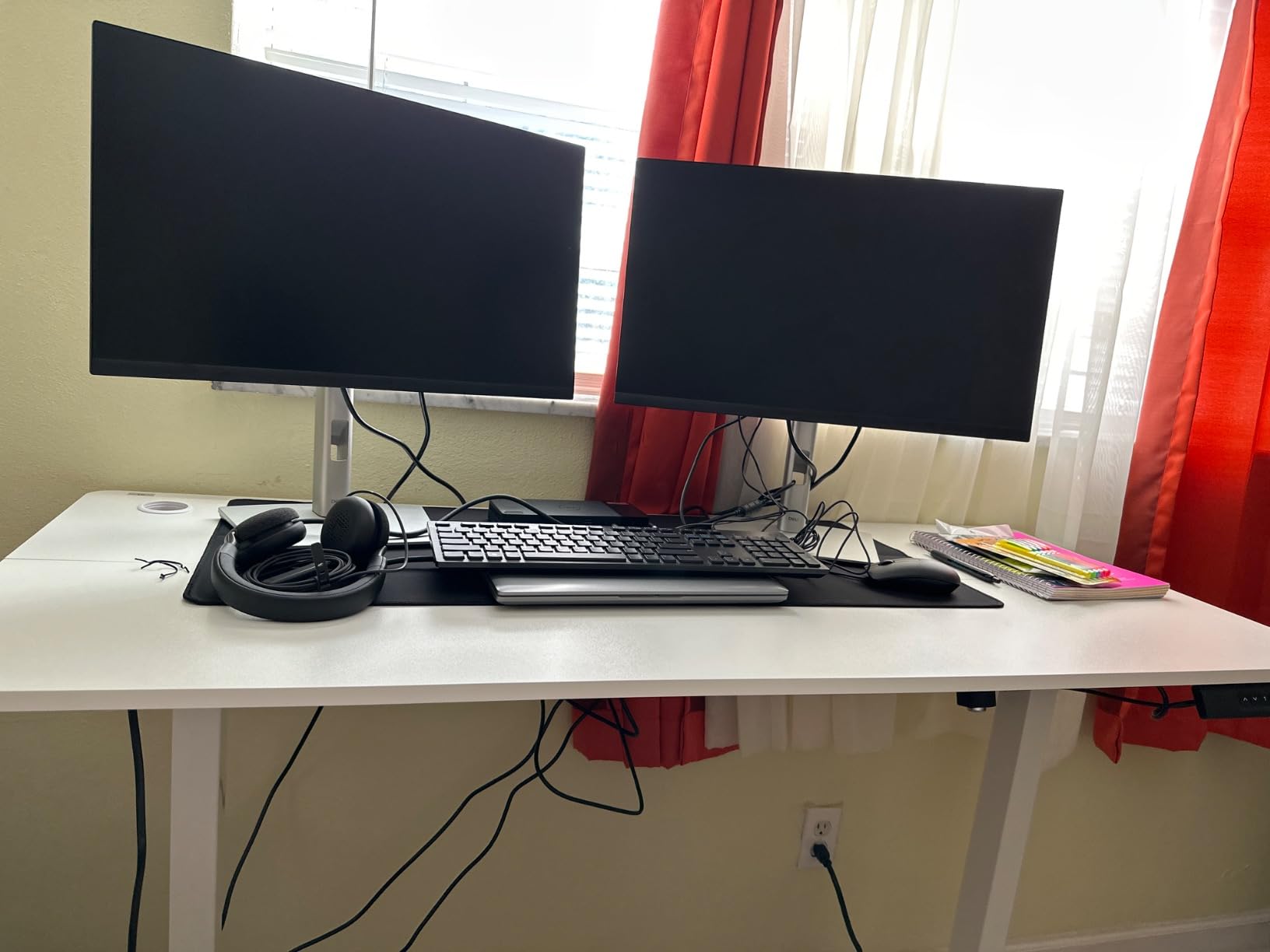 farexon Electric Standing Desk Adjustable Height, 71 x 28 Inch Sit Stand up Desk with Large Mouse Pad, Double Metal Hook, 4 Wheels, 4 Memory Preset Heights Home Office Computer Desk (Brown) customer photo 1