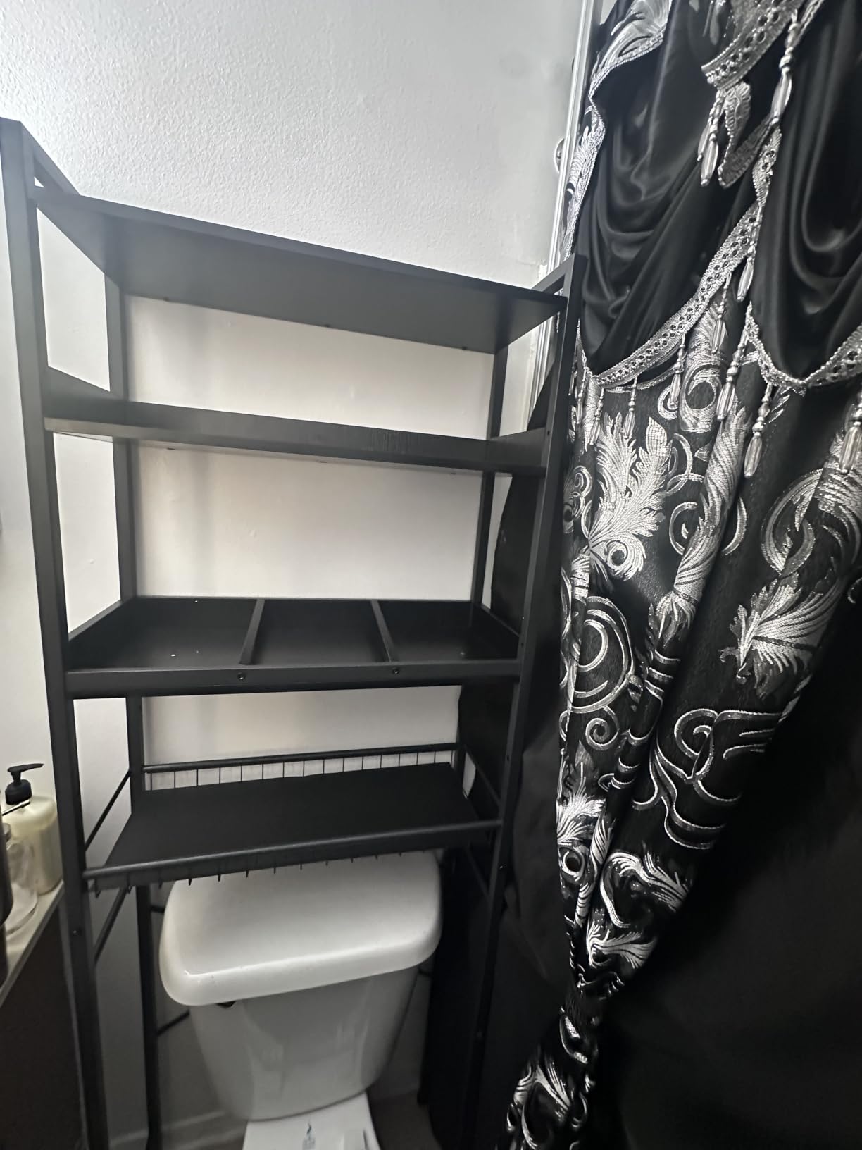 Over-The-Toilet Storage Shelf, 4-Tier Bathroom Organizer Cabinet Rack And Storage Over Toilet With Shelf Waterproof Feet Pad And Basket, Multifunctional Space Saver Freestanding Bathroom Shelves (Brown) customer photo 1