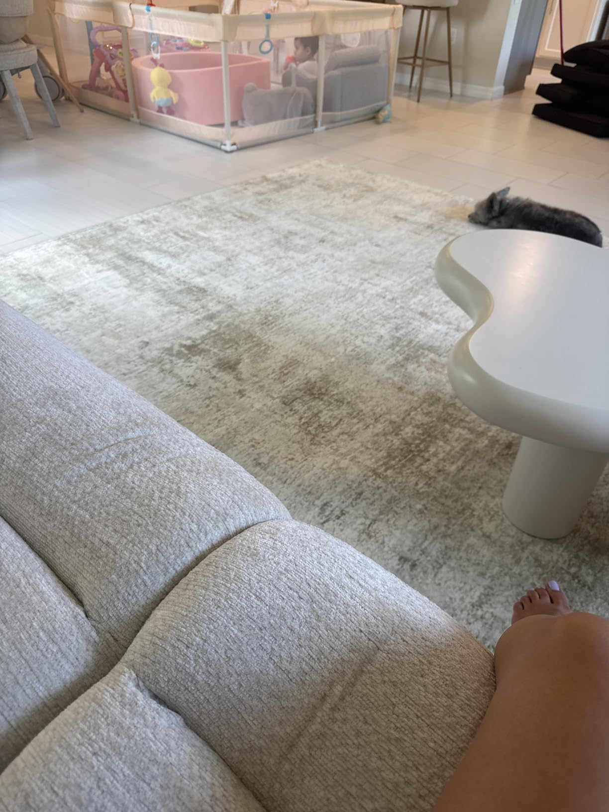Area Rugs 6x9 Living Room: Washable Rug Modern Abstract Large Rug Soft Non Slip Neutral Rugs Stain Resistant Indoor Carpet for Bedroom Kitchen Dining Room Table Nursery Home Office Rugs(Beige,6'x9') customer photo 2