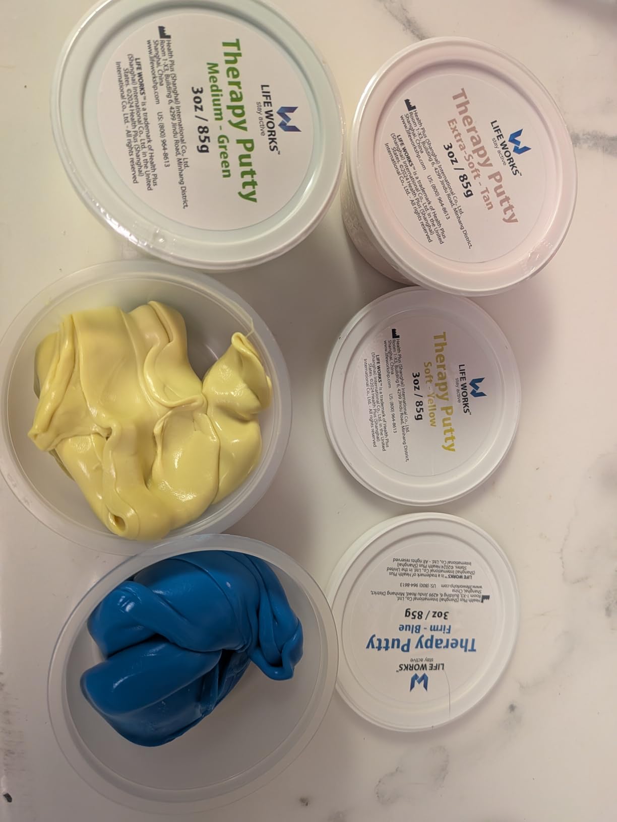 LIFE WORKS Adult Hand Therapy Putty, Grip Exercise, 4-Pack, Silicone | Non-toxic silicone therapy putty set for grip strength, fine motor skills and hand rehabilitation customer photo 1