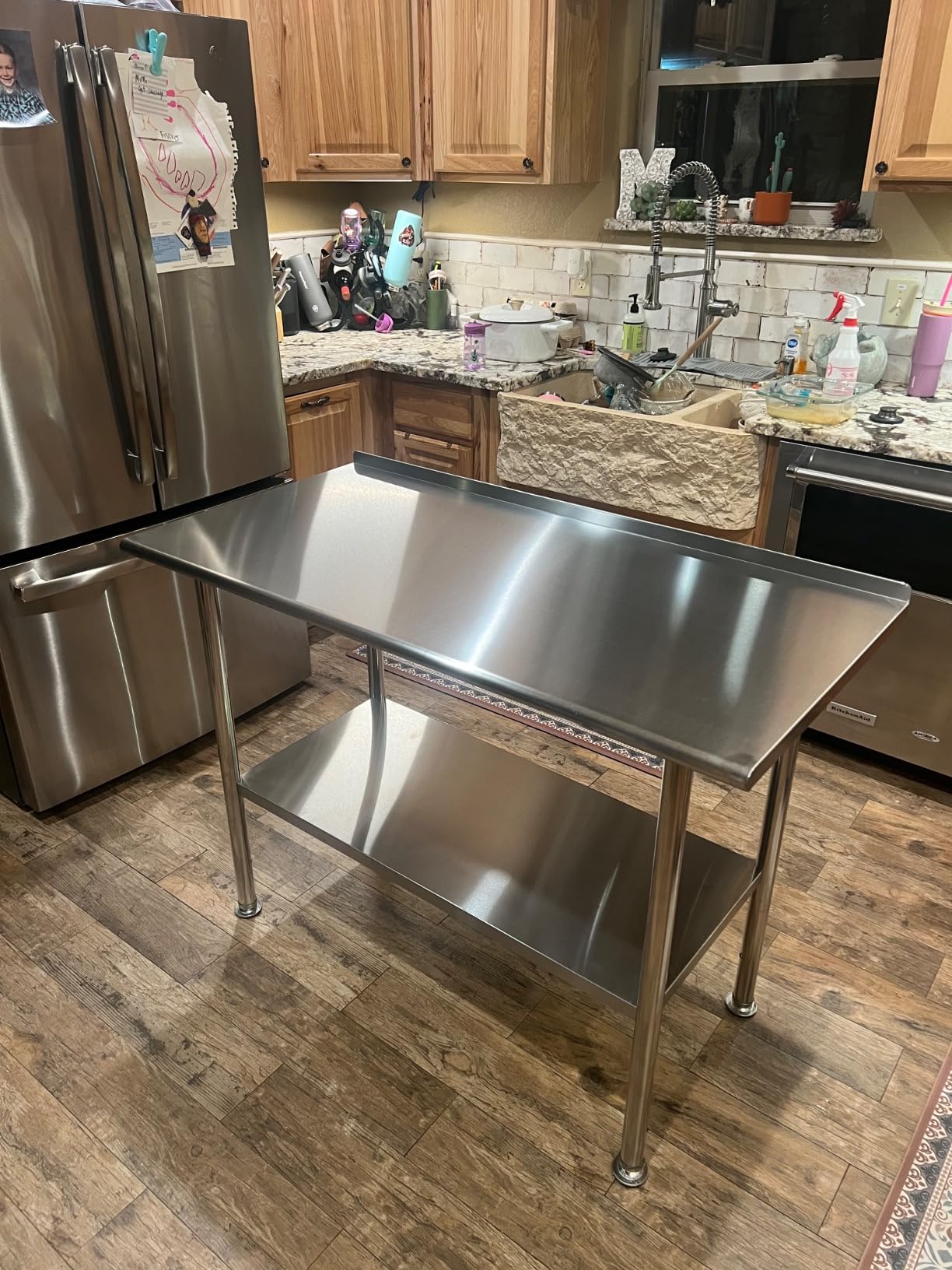 Atelicf NSF Stainless Steel Prep Table 24X48 inch with Backsplash | Commercial-grade table for restaurants, kitchens, food trucks, breweries, bars, garages, and outdoor BBQ customer photo 2