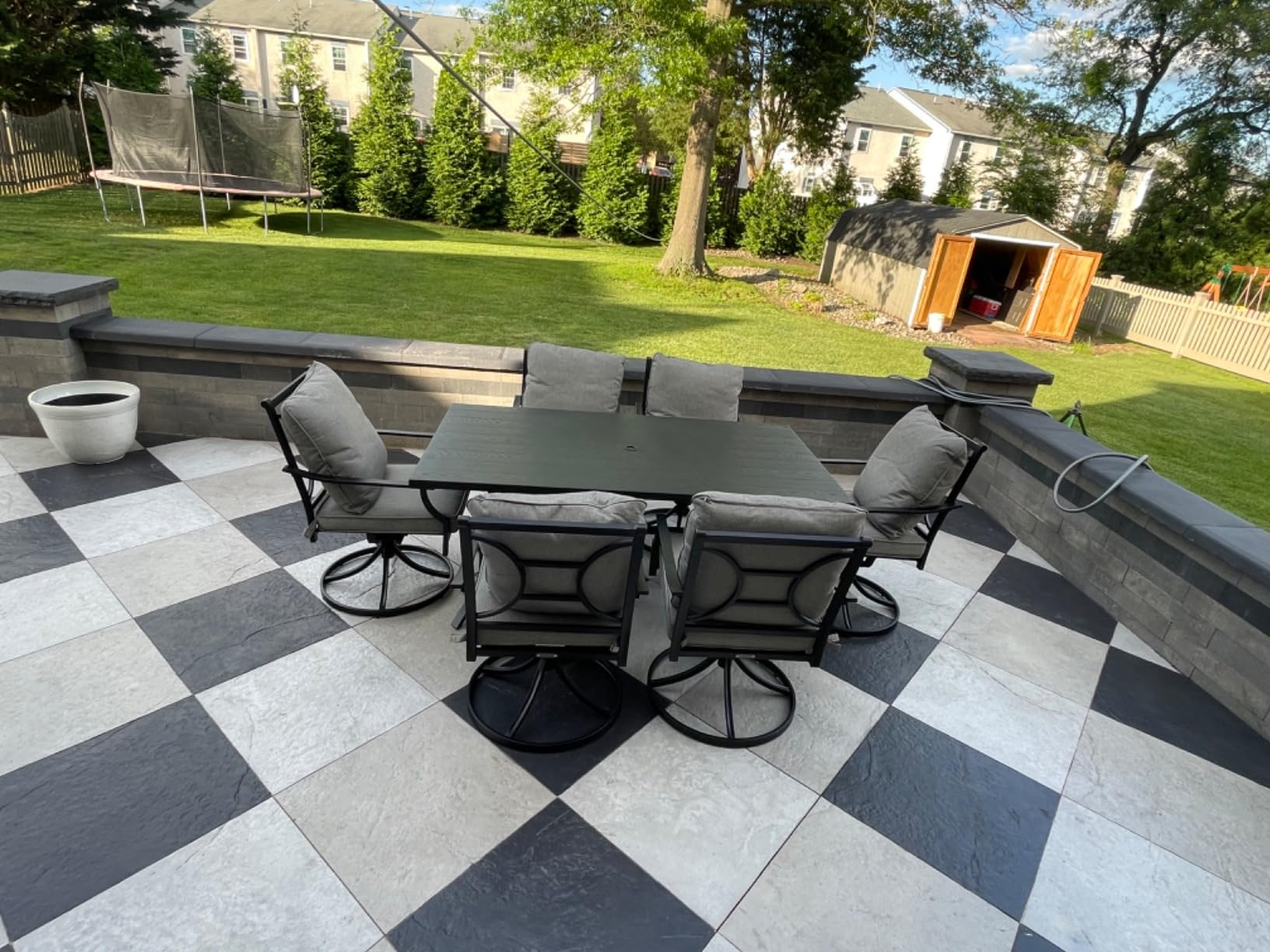 Grand patio 9-Piece Outdoor Dining Set for 8 with Swivel Patio Chairs | E-coated patio set with 8 Olefin cushioned swivel chairs and black extendable rectangular dining table for 6-8 people customer photo 1