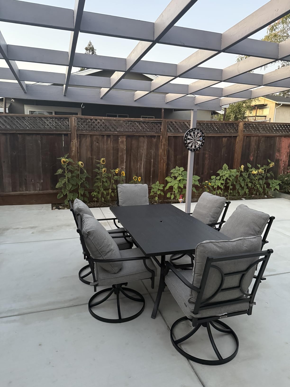 Grand patio 9-Piece Outdoor Dining Set for 8 with Swivel Patio Chairs | E-coated patio set with 8 Olefin cushioned swivel chairs and black extendable rectangular dining table for 6-8 people customer photo 2