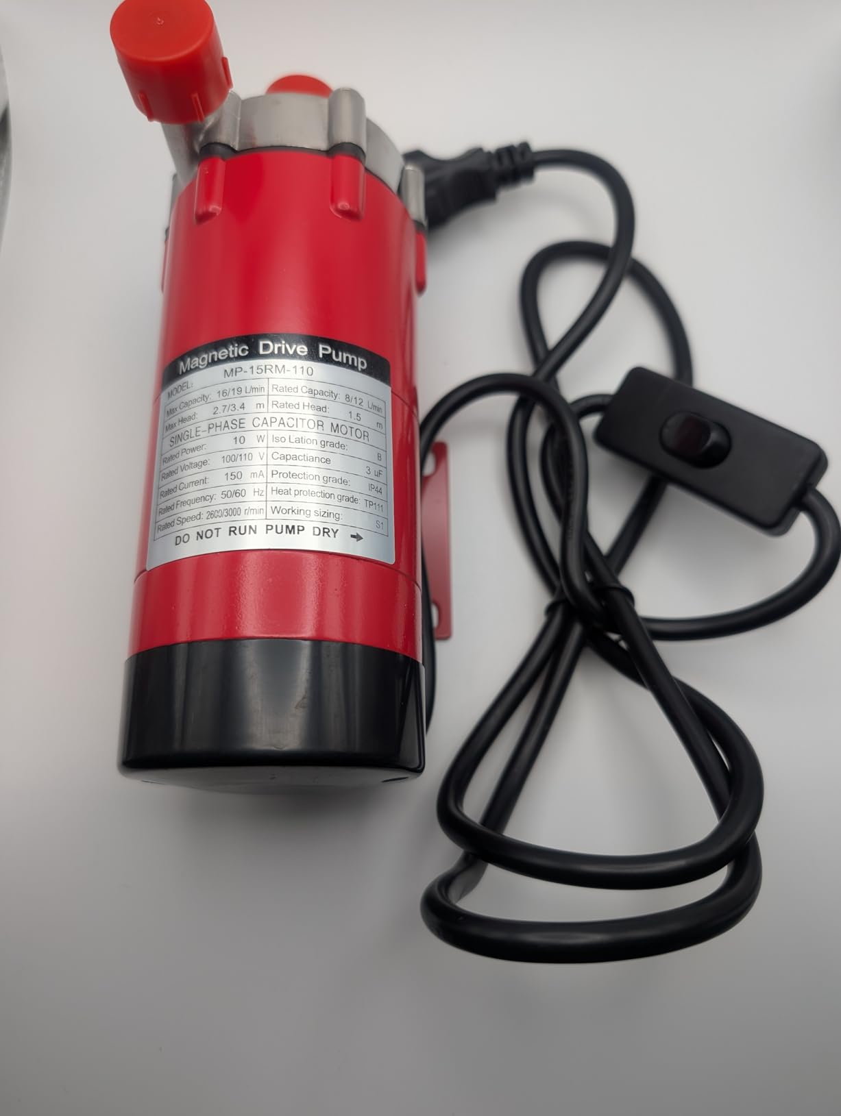 Wort Pump for Brewing, Food Grade Homebrew Magnetic Beer Pump 304 Stainless Head Wort Transfer Tool High Temp with Inline Switch 1/2