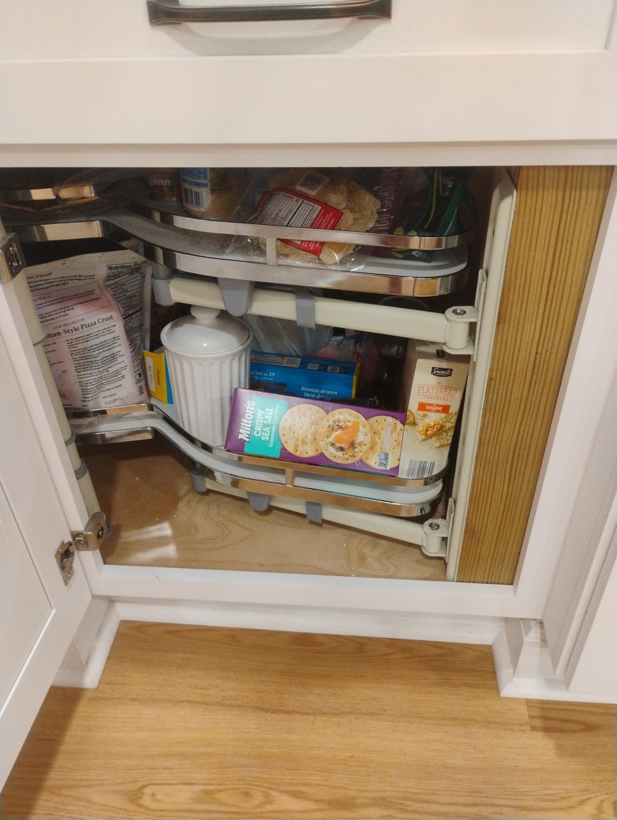 VEVOR Swing Left Blind Corner Cabinet, Pull Out Organizer for 36 inch Width Blind Cabinet, 2 Tier Height Adjustable Swing Tray, Soft Close Kitchen Cloud Blind Organizer, Left Open customer photo 1