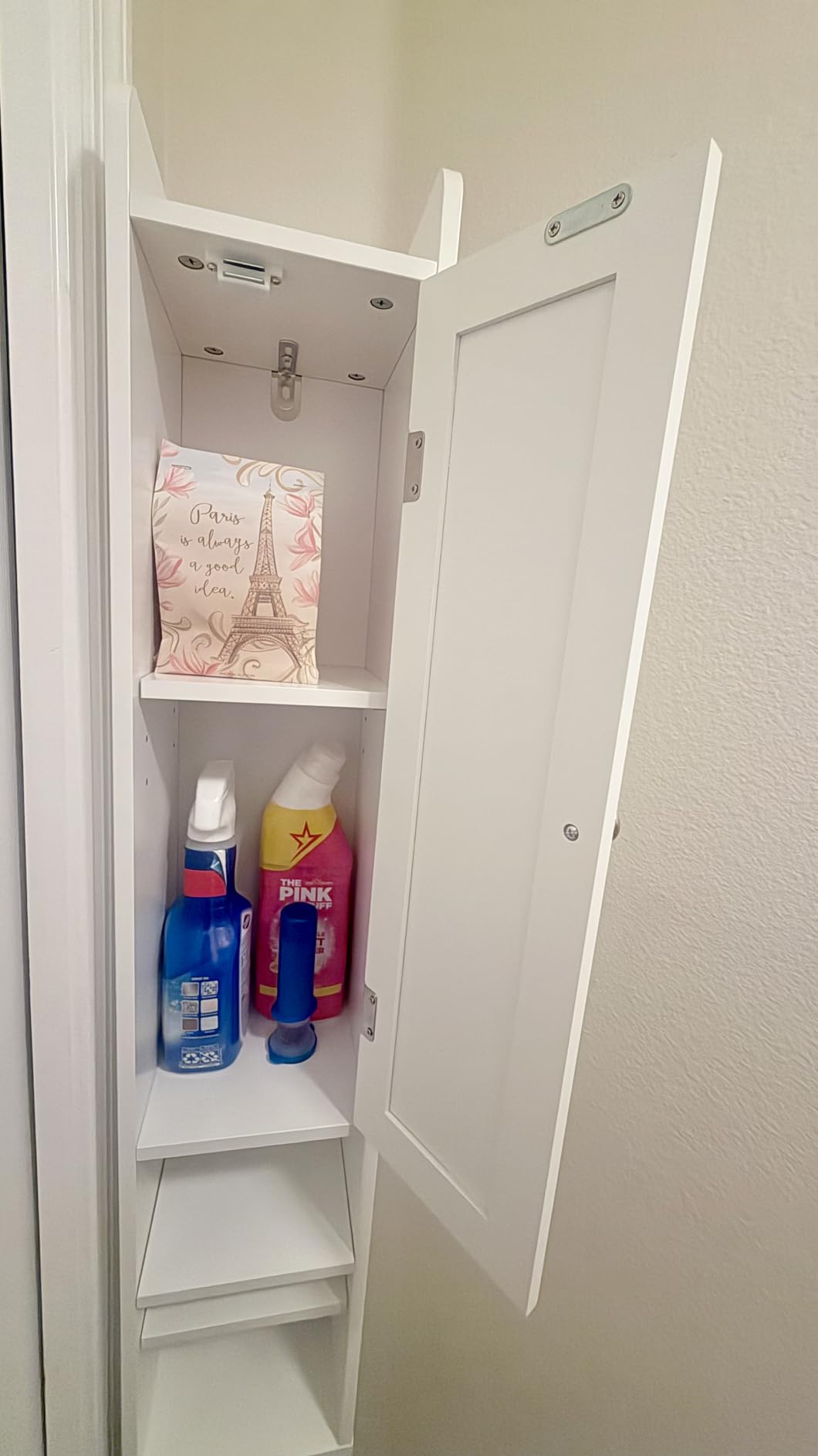 ChooChoo Narrow Bathroom Storage Cabinet with Adjustable Shelves and Drawer | Tall Slim Storage Cabinet, Freestanding Cupboard for Small Spaces, White customer photo 1
