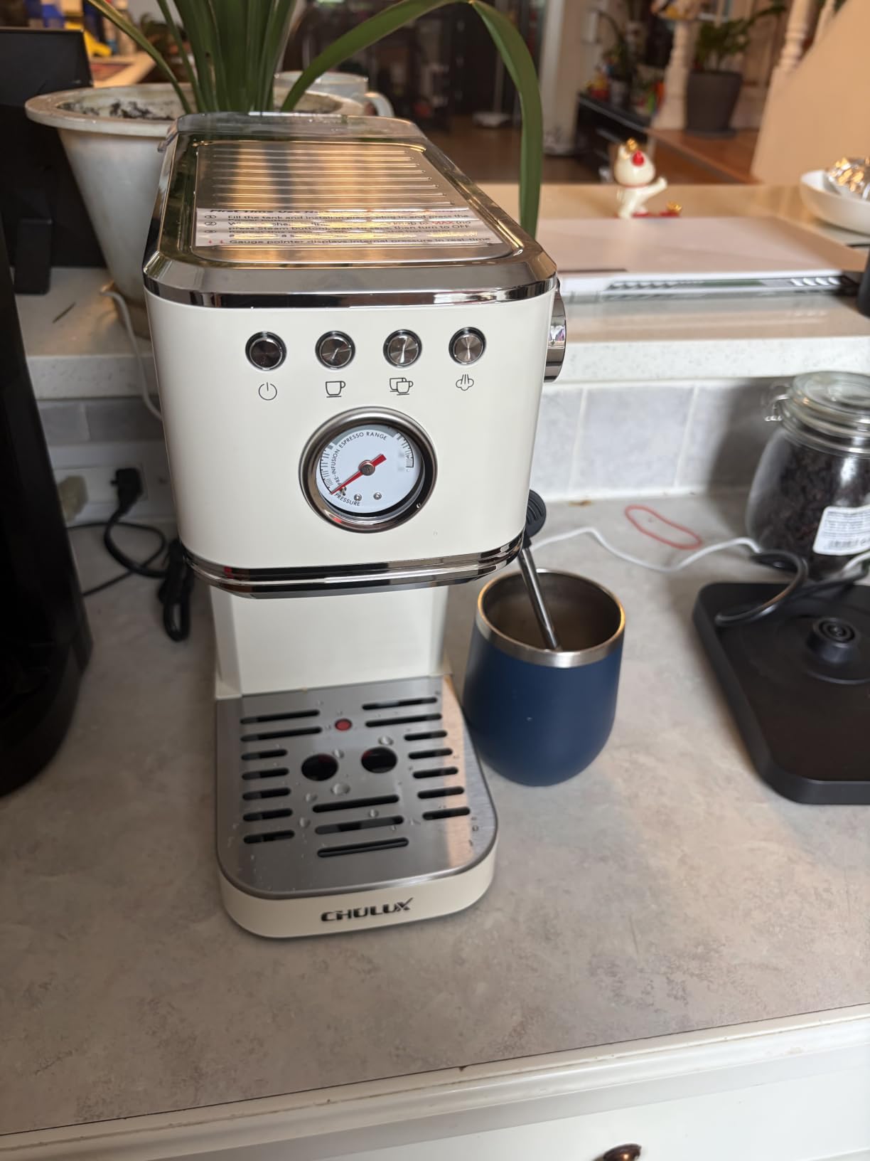 CHULUX Slim Espresso Machine with Milk Frother for Home Cappuccino, Creamy | Precise Pressure Gauge, Food-Grade Materials, 20 Bar Italian Pump, Professional Temperature Control System, Stainless Steel customer photo 1