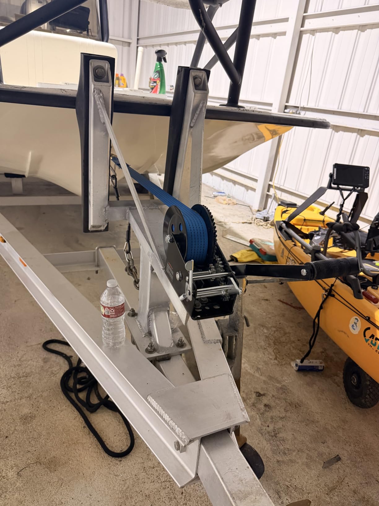 Kolvoii 3500 lb Boat Trailer Winch, 33 ft Strap, 2-Speed 4:1/8:1, Blue customer photo 1