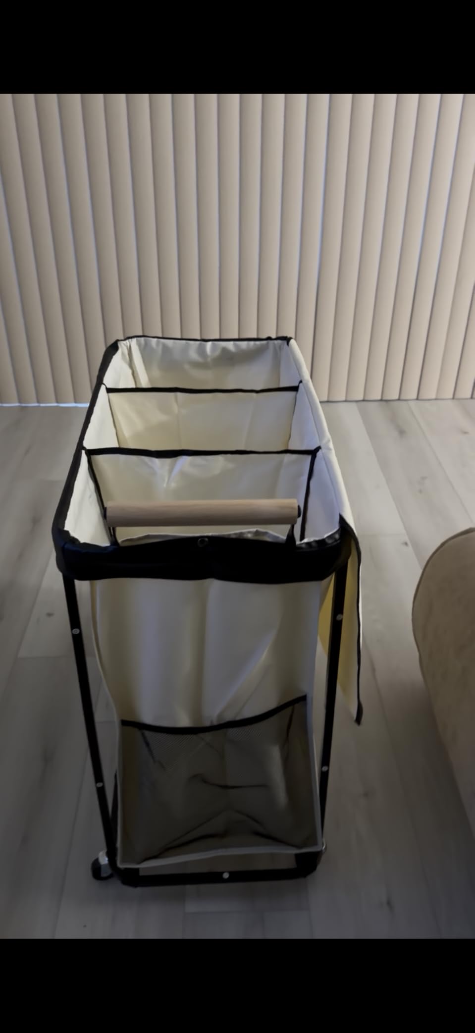 Laundry Hamper 3 Section,230L Rolling Dirty Clothes Hamper White | Laundry Basket with Wheels & Lid,Laundry Organizer Storage Cart with Metal Frame and Wooden Handle for Laundry Room, Hotel customer photo 1