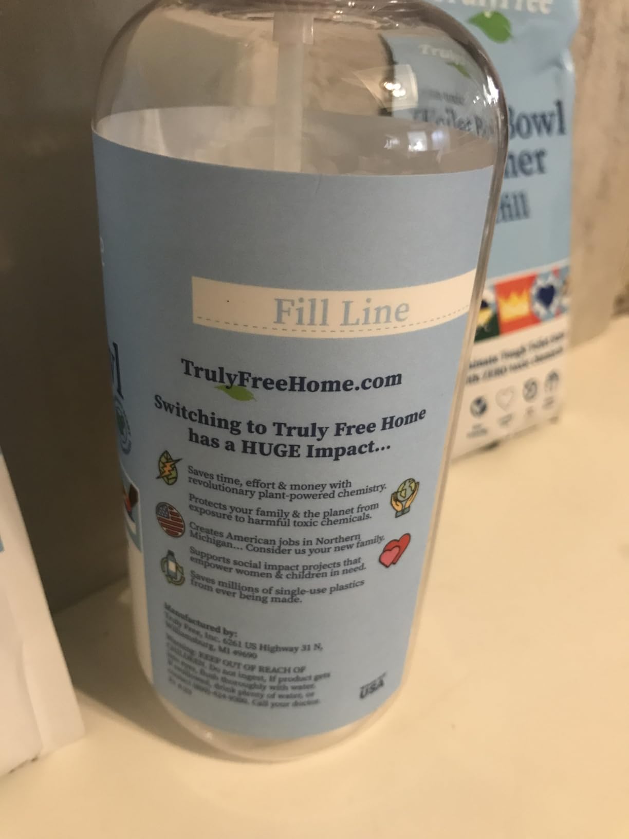 Truly Free Toilet Bowl Cleaner - Peppermint - 16oz + 2 Fills, Plant-Based Formula, Septic Safe customer photo 2