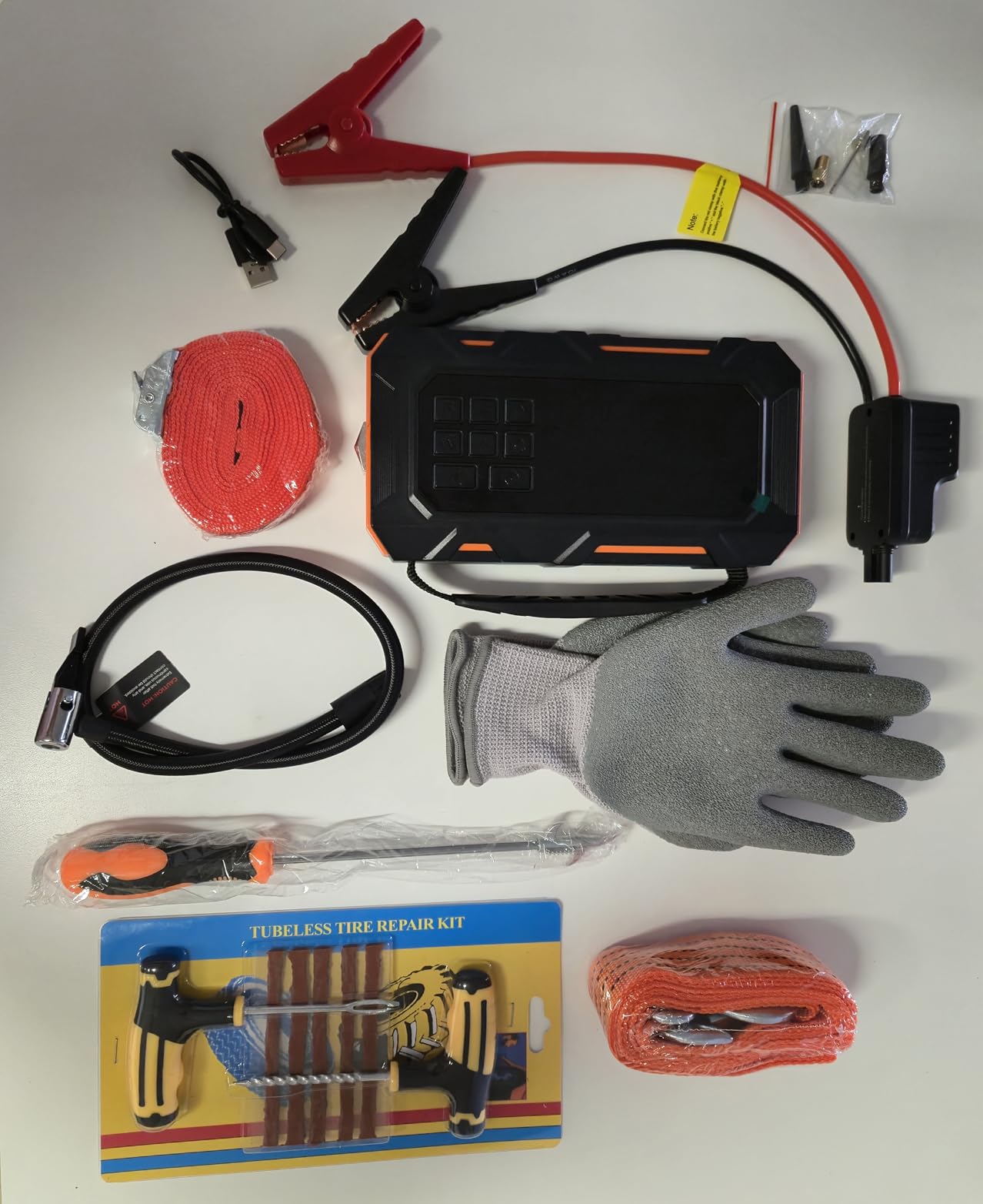 TREKURE 16-in-1 8000A Car Battery Jump Starter with Air Compressor 160PSI, Jump Starter Jump Box (All Gas 12L Diesel) with Portable Jumper Cables, Auto-Shutoff Tire Inflator, Gloves, Tow Rope customer photo 2