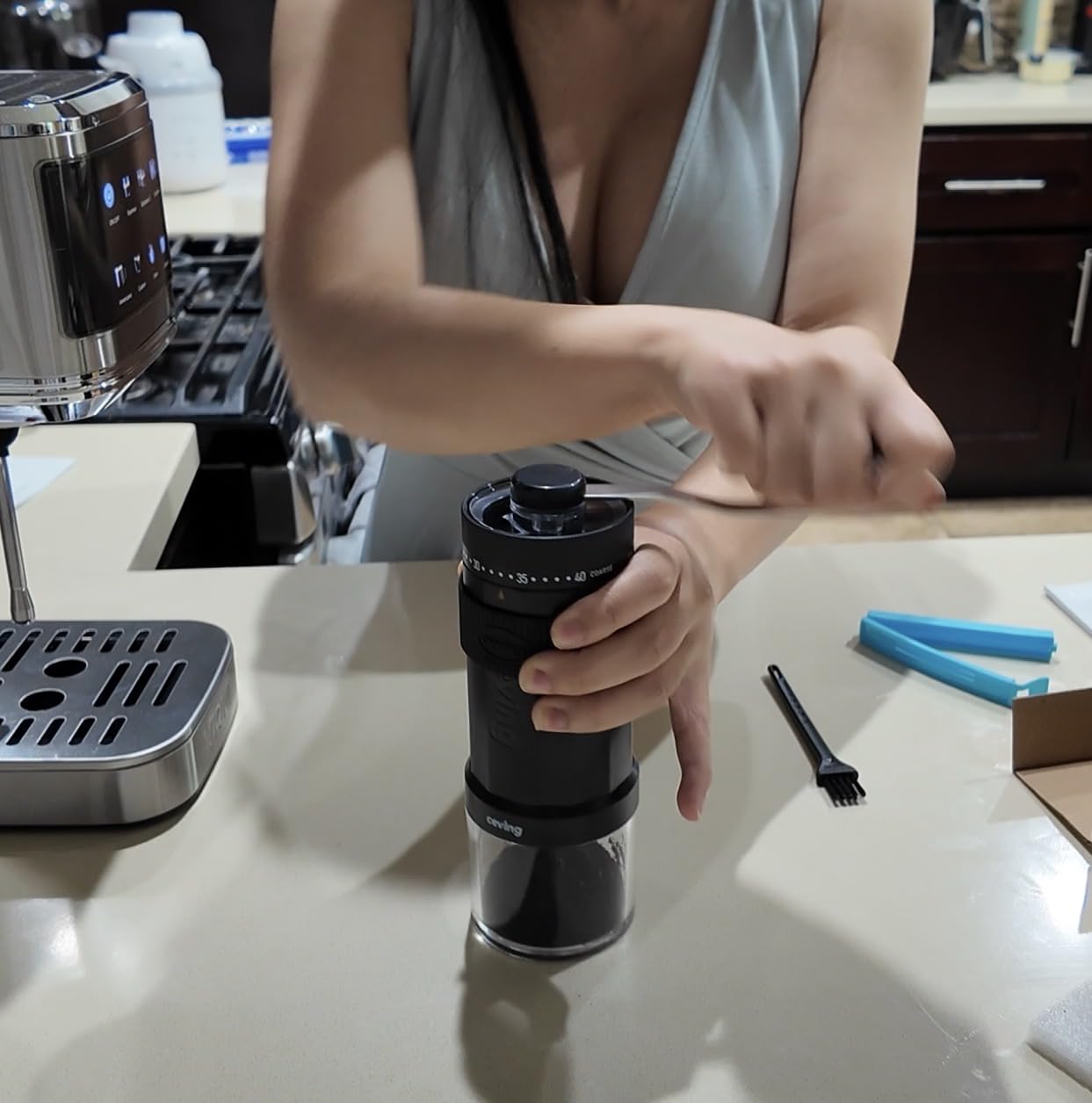 CEVING World's First 60g Large Capacity Manual Coffee Grinder, Black | 40 External Settings, Portable Hand Coffee Bean Mill with Stainless Steel Conical Burr for Travel, Camping, Pour Over & Gift customer photo 2