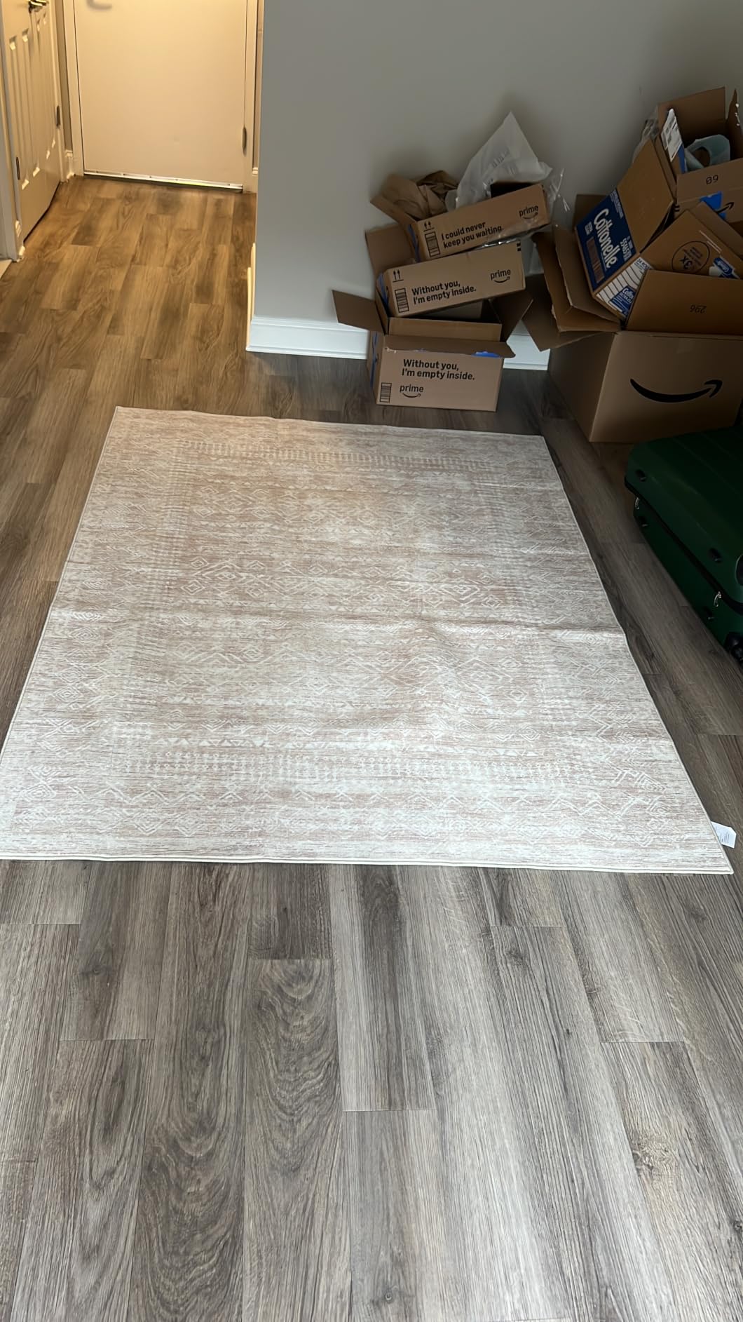 Living Room Rugs 8x10: Washable Moroccan Geometric Boho Rug Farmhouse Non Slip Stain Resistant Large Rug Low Pile Soft Carpet for Bedroom Dining Room Children Room (Beige,8'x10') customer photo 1