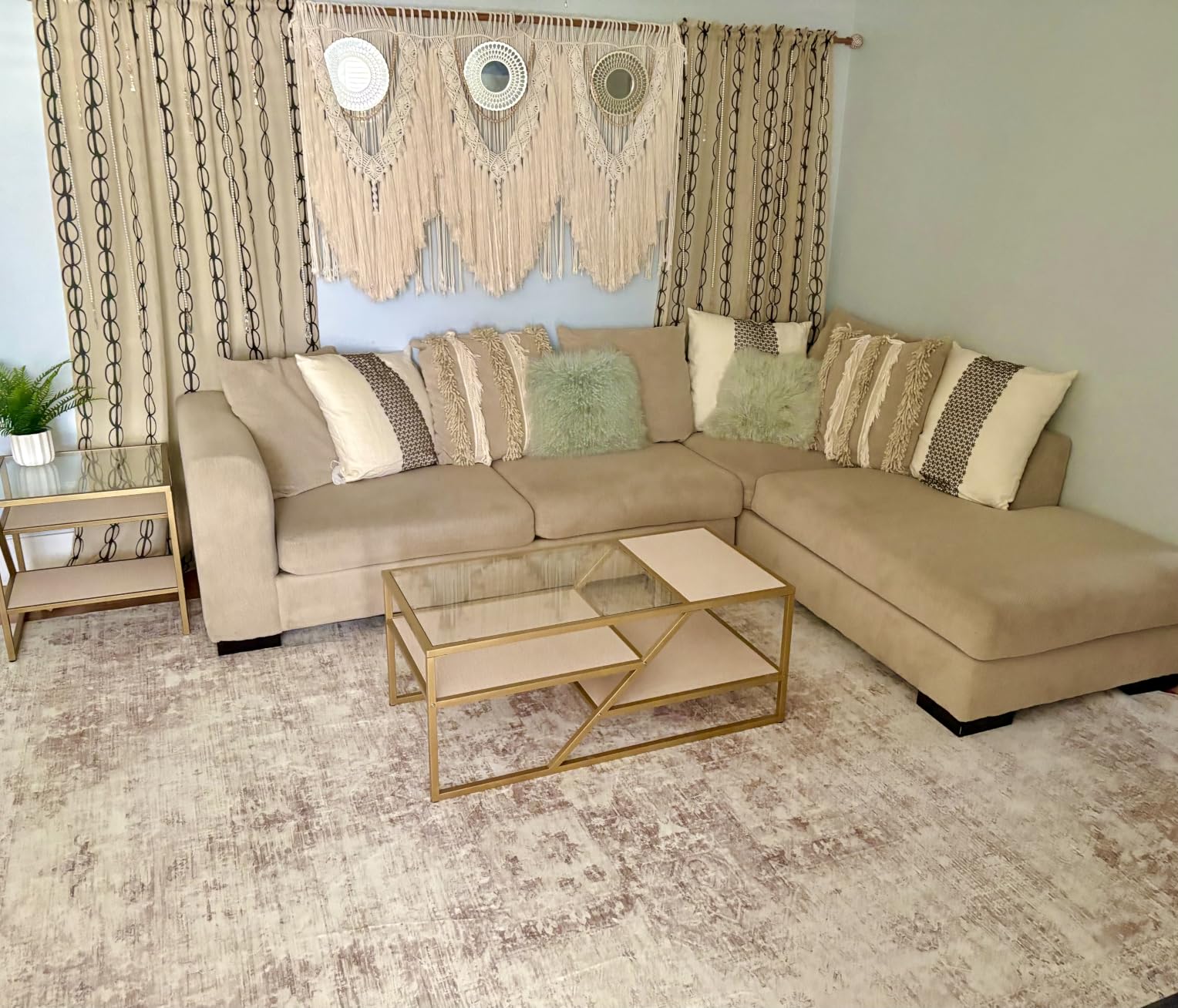 Area Rug 8x10 Washable Rug, Vintage Boho Medallion Rugs Non-Slip Soft Low Pile Large Distressed Rug Indoor Retro Carpet for Living Room Bedroom Dining Room Office Children's Room(Beige, 8'x10') customer photo 1