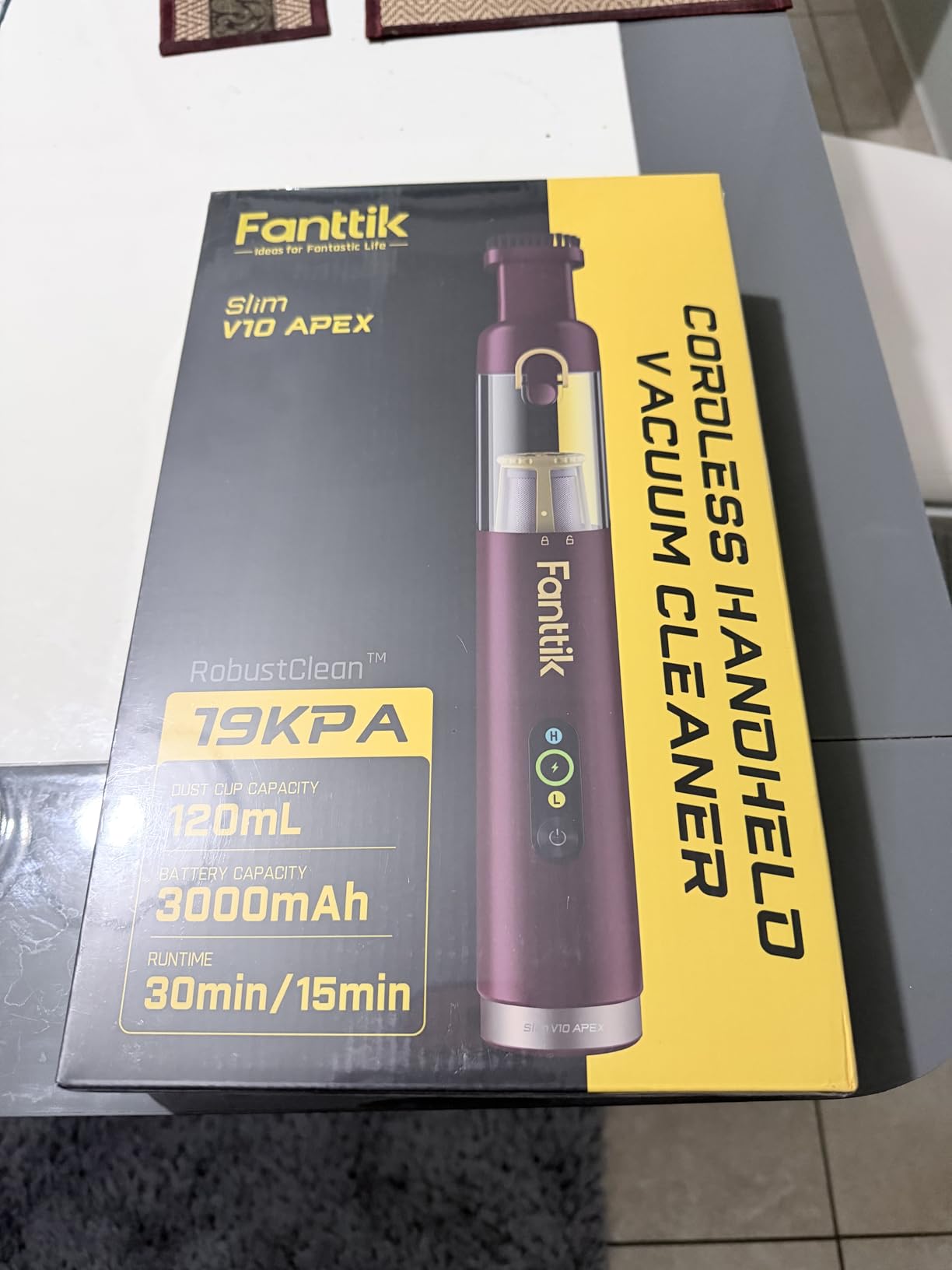 Fanttik Slim V10 APEX Cordless Car Vacuum, 4-in-1 Portable Mini Handheld Vac, Upgraded Smart Digital Display, 19kPa Suction Power, 2 Suction Modes for Small Jobs, Car, Office Desk, Keyboards (Black) customer photo 1