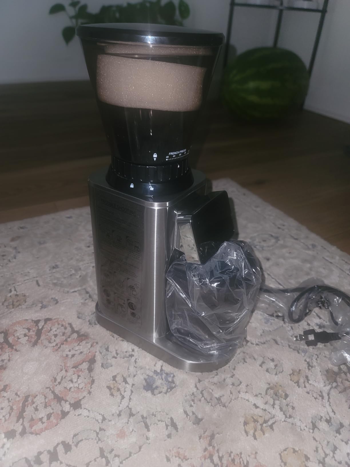 AMZCHEF Conical Burr Coffee Grinder, 48 Grind Settings, Anti-Static Burr Mill with Precision Timer & LED Touchscreen, for Espresso, Drip, Pour Over, Cold Brew & French Press, Stainless Steel, Silver customer photo 2
