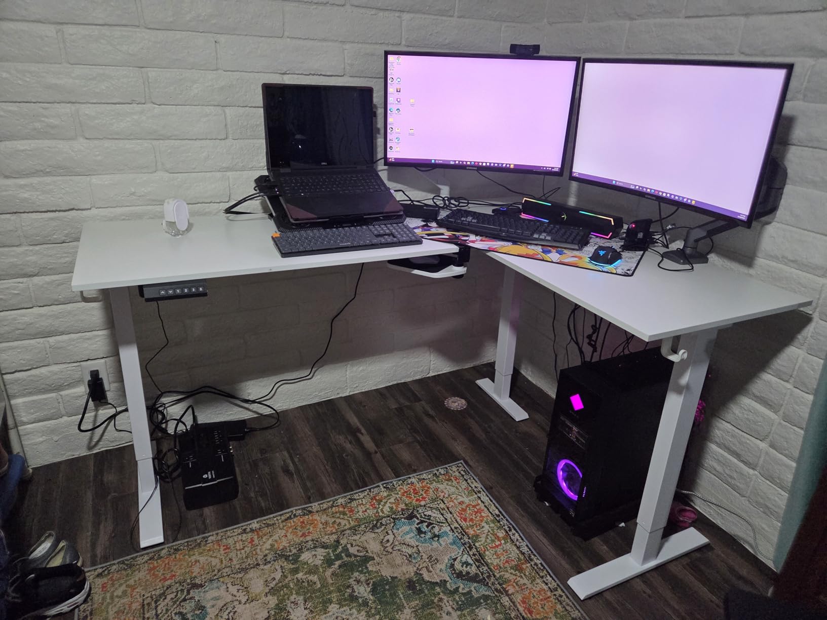 Casaottima 63 Inch L Shaped Electric Standing Desk, Home Office, White | Reversible Corner Desk with Height Adjustment, Ergonomic Sit Stand Table for Home Office, Computer Workstation customer photo 2