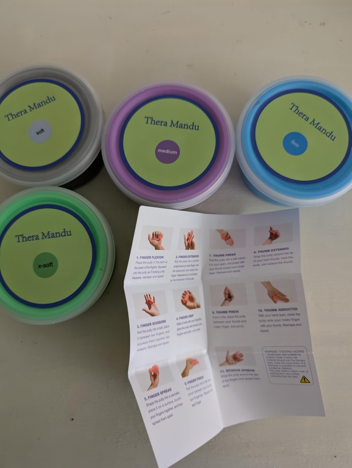 4 Pack Theramandu Therapy Putty Kit (3oz Each) - Hand Putty Physical Therapy for Adults, Sensory Stress Relief & Hand Muscle Strengthening Exercise Therapy Putty, 4 Different Resistances customer photo 1