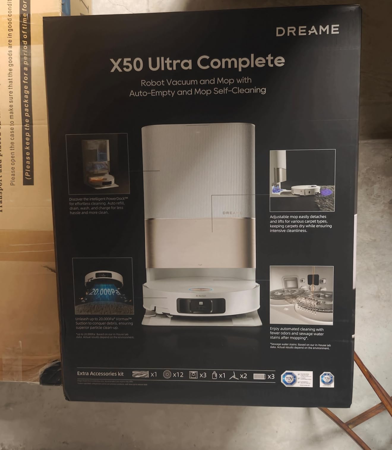 Dreame X50 Ultra Complete Robot Vacuum with Self-Cleaning & Emptying | 2.36 in (6cm) Obstacle Crossing for Carpet, 20,000Pa & Detangling Brush for Hair, Low Spaces Cleaning customer photo 1