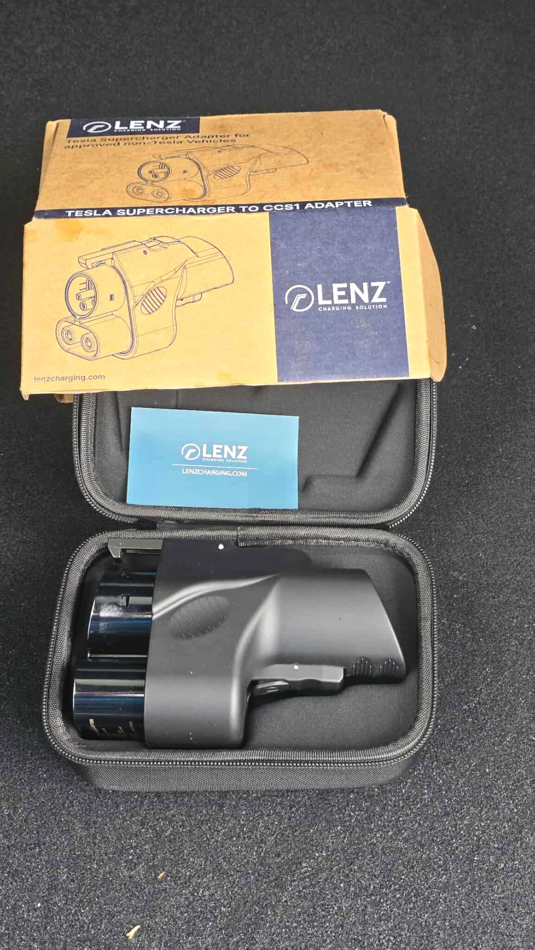 LENZ NACS to CCS1 Adapter, Access Tesla Superchargers, 500A, UL 2252 | DC Fast charge at Superchargers to 250 kW, 500A 1000V, SGS tested & listed, CCS1 EVs only, Travel Case, IP67 weatherproof customer photo 1