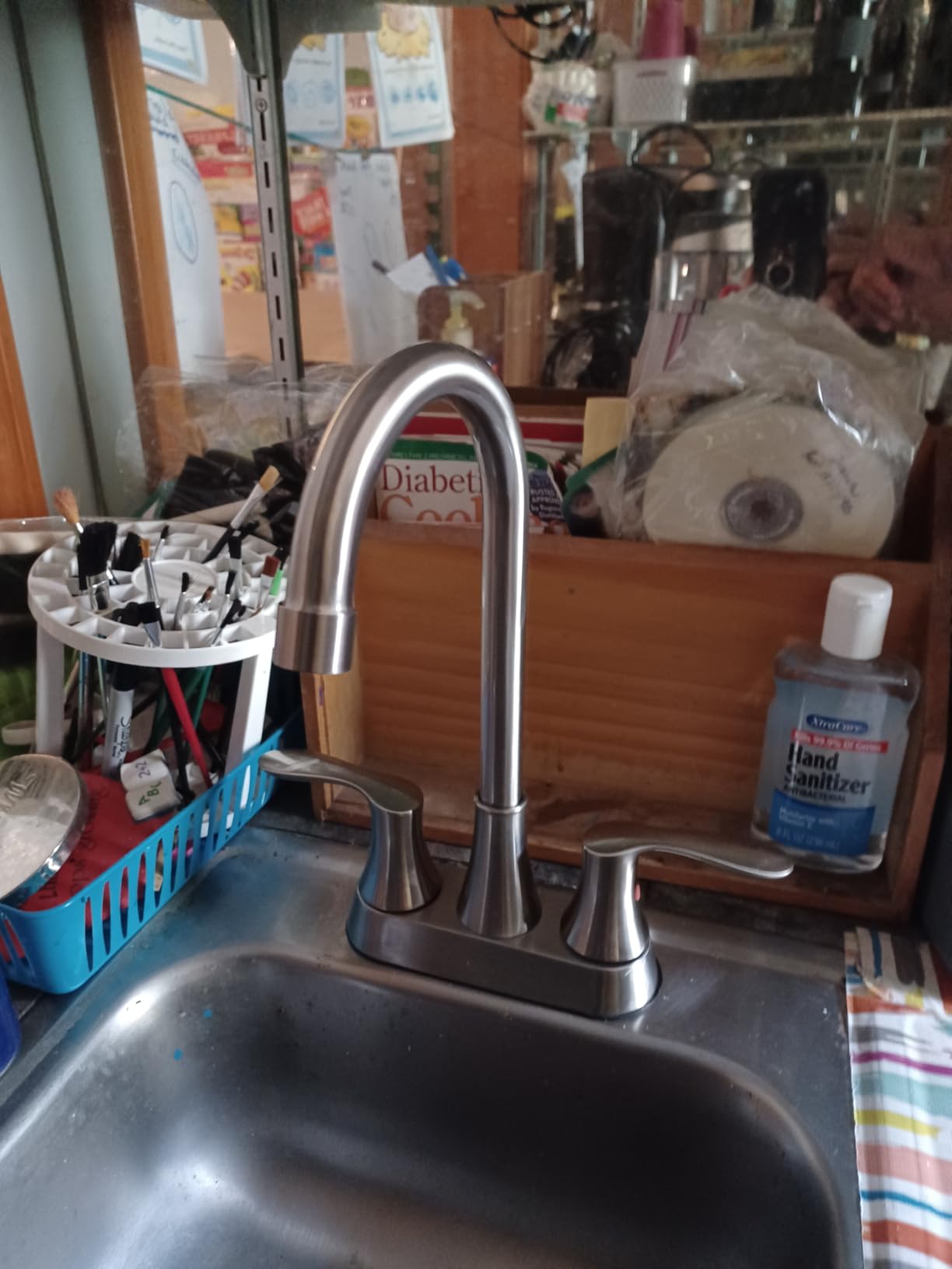 Phiestina 4 Inch Centerset Bar Sink Faucet, 8.4-Inch-High Spout, All-Metal Faucet for Commercial Utility and Laundry Sinks, Brushed Nickel, Dual Handles, Fits 2-Hole RV,Slop,Kitchen and Bath Sinks customer photo 2