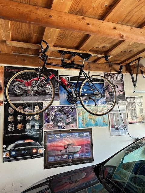 StoreYourBoard Bike Hoist for Garage Ceiling, Pulley Lift System, No Slip 4 to 1 Pulley, Ebike Hoist, Fits All Garage Heights customer photo 1