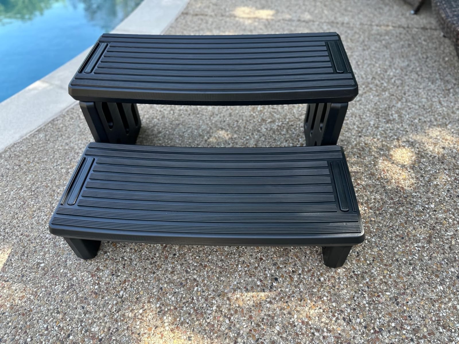 Hot Tub Steps, Non-Slip 2 Step Spa Stairs for Outdoor & Indoor, Black | 29.5