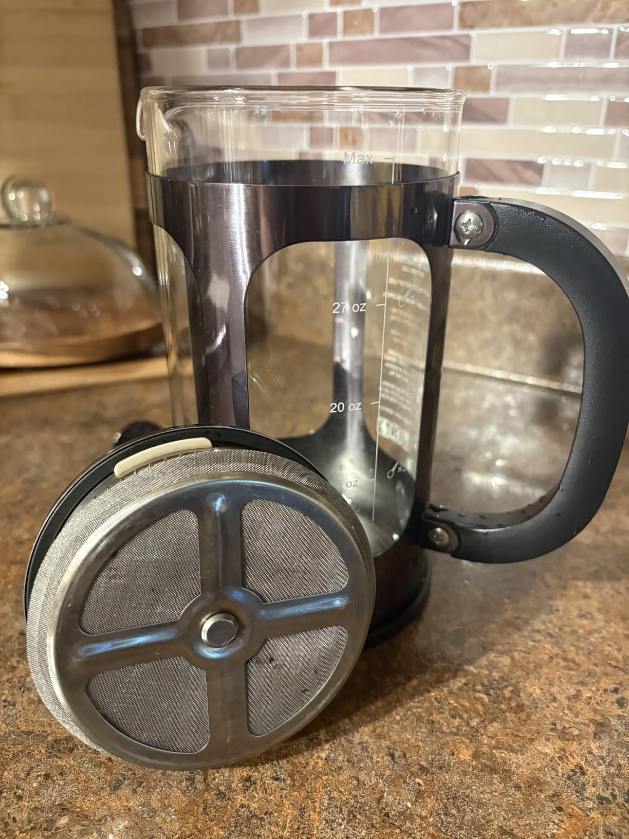 Veken French Press Coffee Maker, No Plastic Touching Cafe, 34oz 1L Cafetera | Thickened Glass Stainless Steel Brewer, Cold Brew Pot for Kitchen, Travel, Camping, Tea, Gifts, Bar Accessories, Decor, Dark Pewter customer photo 1