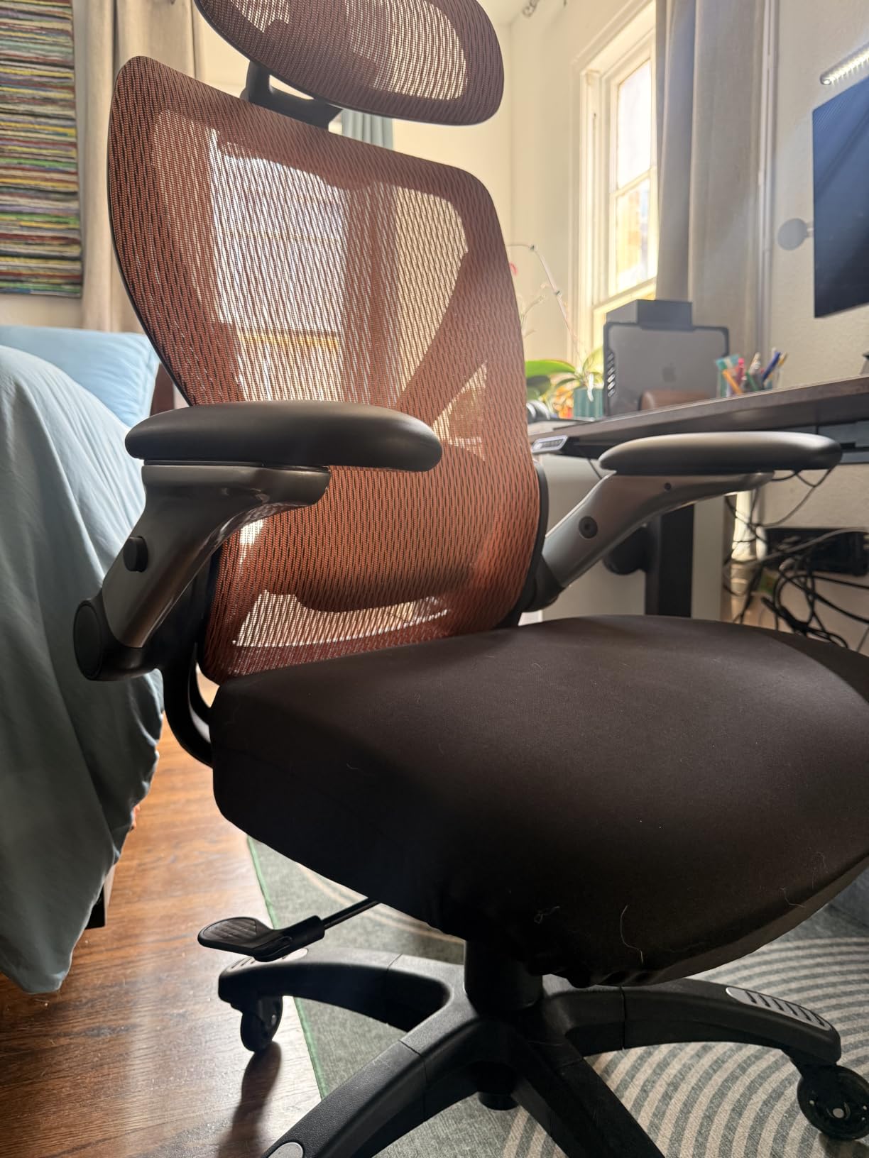 ELABEST X100 Ergonomic Mesh Office Chair with Footrest, Big and Tall Home Desk Chair with 5D Flip-Up Arms, Adjustable 3D Lumbar Support, Gaming & Executive Computer Chair (Foggy Morning) customer photo 2