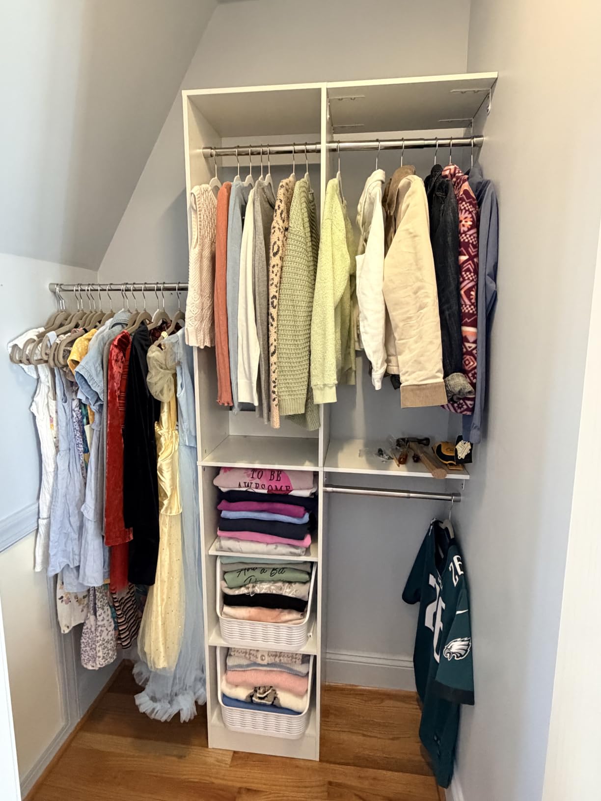 Besiost 4FT Small Closet Organizer System with 4 Hanging Rods & 3 Shelves customer photo 1