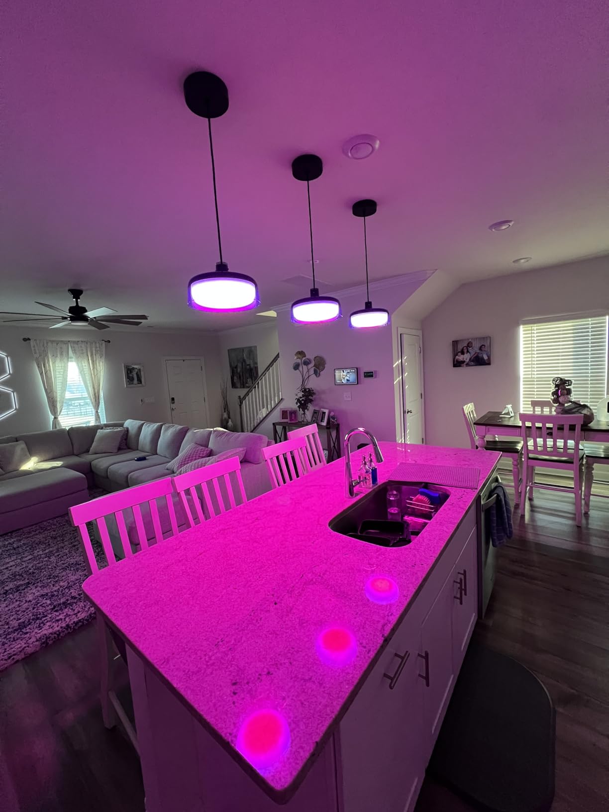 Govee Pendant Lights for Kitchen Island, Three-Layer RGBIC Smart Lighting | 1300LM, Works with Matter & Alexa, 2700K-6500K Dimmable Black Hanging Light Fixture, Adjustable Height for Dining Room customer photo 1