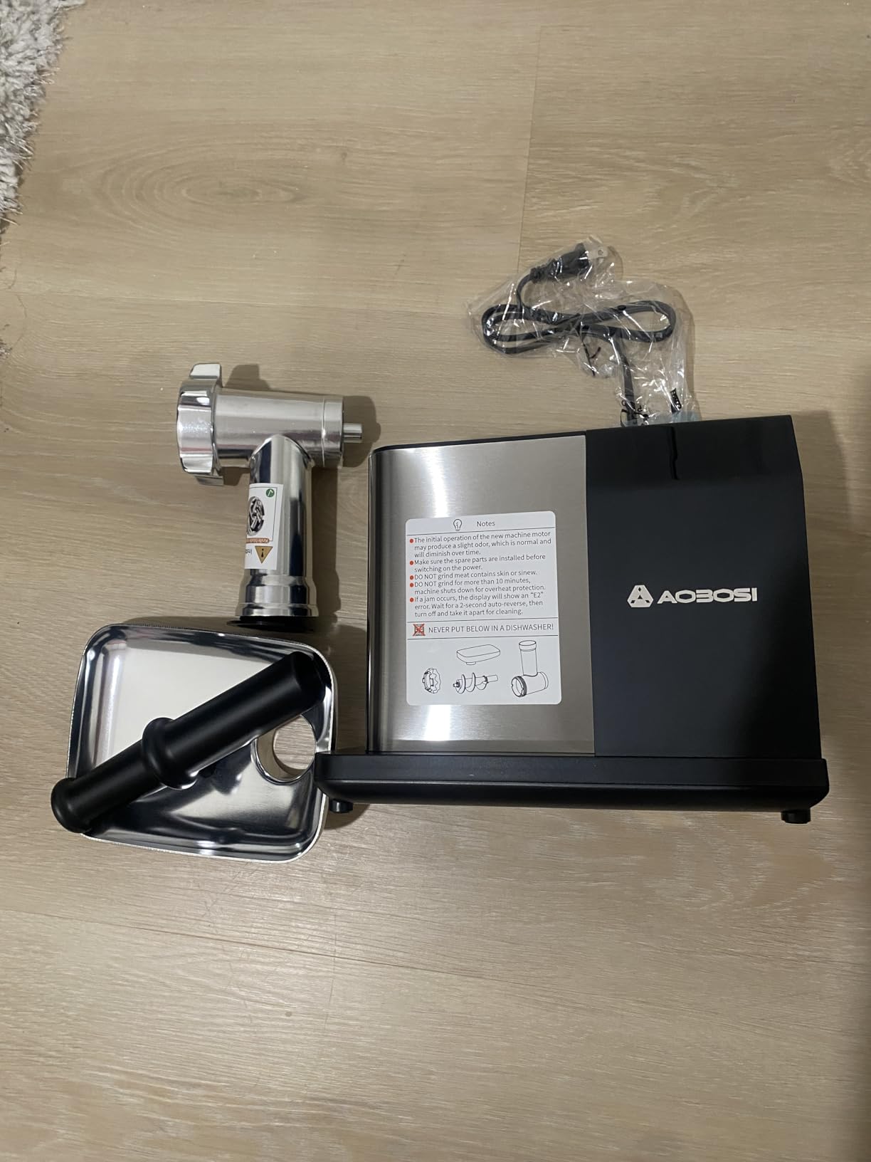 AAOBOSI Multifunctional Digital Meat Grinder Electric 3000W Max | 9 Touch Screen Presets, Auto-Reverse & Built-in Storage -Grinding, Sausage & Kibbe & Grate Cheese Making for Home Use customer photo 2