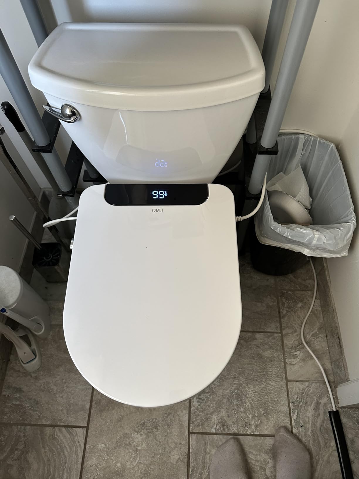 Electric Bidet Toilet Seat Elongated - Heated Seat, Warm Water & Dryer | Wireless Remote & Side Knob Dual Control, Self-Cleaning Nozzle, Slow-Close Lid, LED Display, Night Light, Easy DIY Install customer photo 1