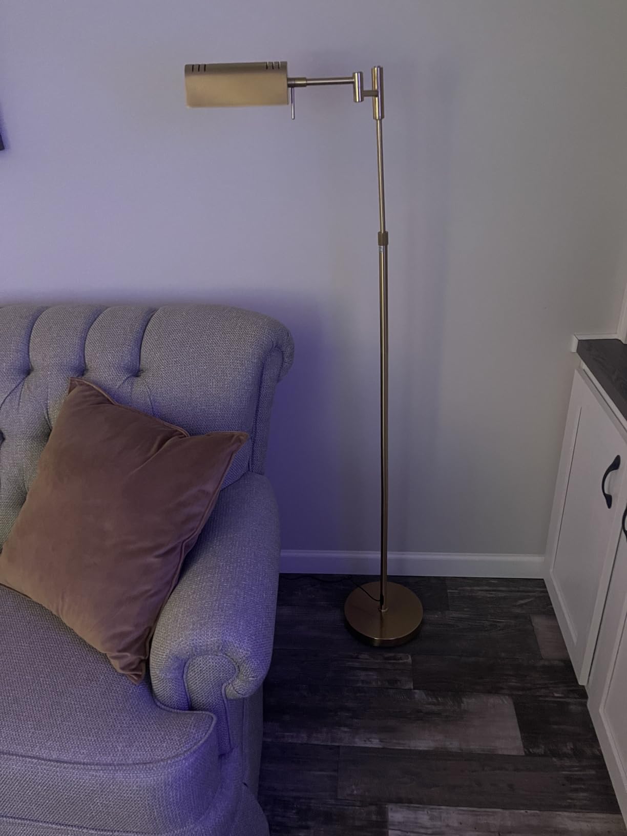 SUNMORY Dimmable LED Pharmacy Floor Lamps, 16W/1500LM Bright Reading Lamp, Remote Touch Control, 350° Swing Arm, Adjustable Height, Task Craft Tall Standing Light for Living Room Bedroom Office, Gold customer photo 1