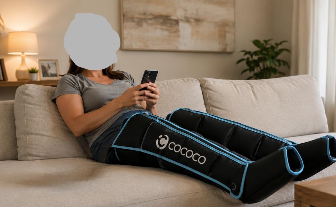 CooCoCo Full Leg Compression Massager for Circulation and Pain Relief FSA | FSA-HSA Eligible, 12 Intensity, 3500mAh Cordless Air Compression Boots, 10 Air Chambers, 5 Zones, 6 Modes, 4 Timer customer photo 2