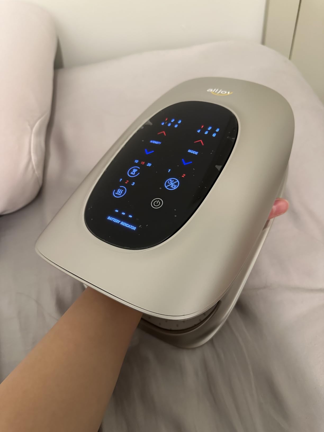 ALLJOY Hand Massager with Heat and Compression, FSA Knuckle Stretching | Hand Massage with 6 Modes, 6 Intensities and 3 Heat for Arthritis and Carpal Tunnel Relief, Gifts for Women Men (White) customer photo 2