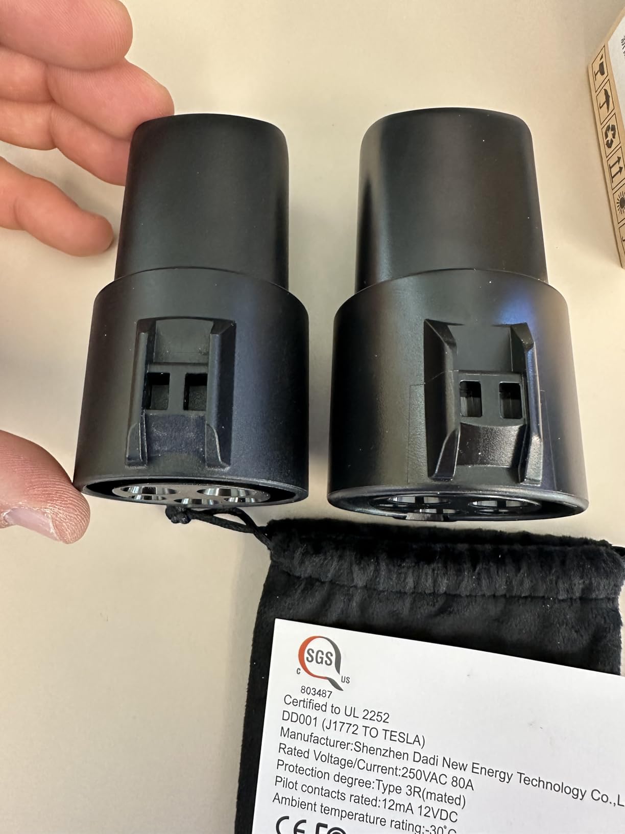J1772 to Tesla Charger Adapter,for Tesla Model-3/Y/X/S with Safety Certified Charger Connecting Charging Adapter, Max 80A 250V Fast Charging,IP65 Waterproof,Optimal Fit,Easy Setup[Only for Tesla Car] customer photo 1
