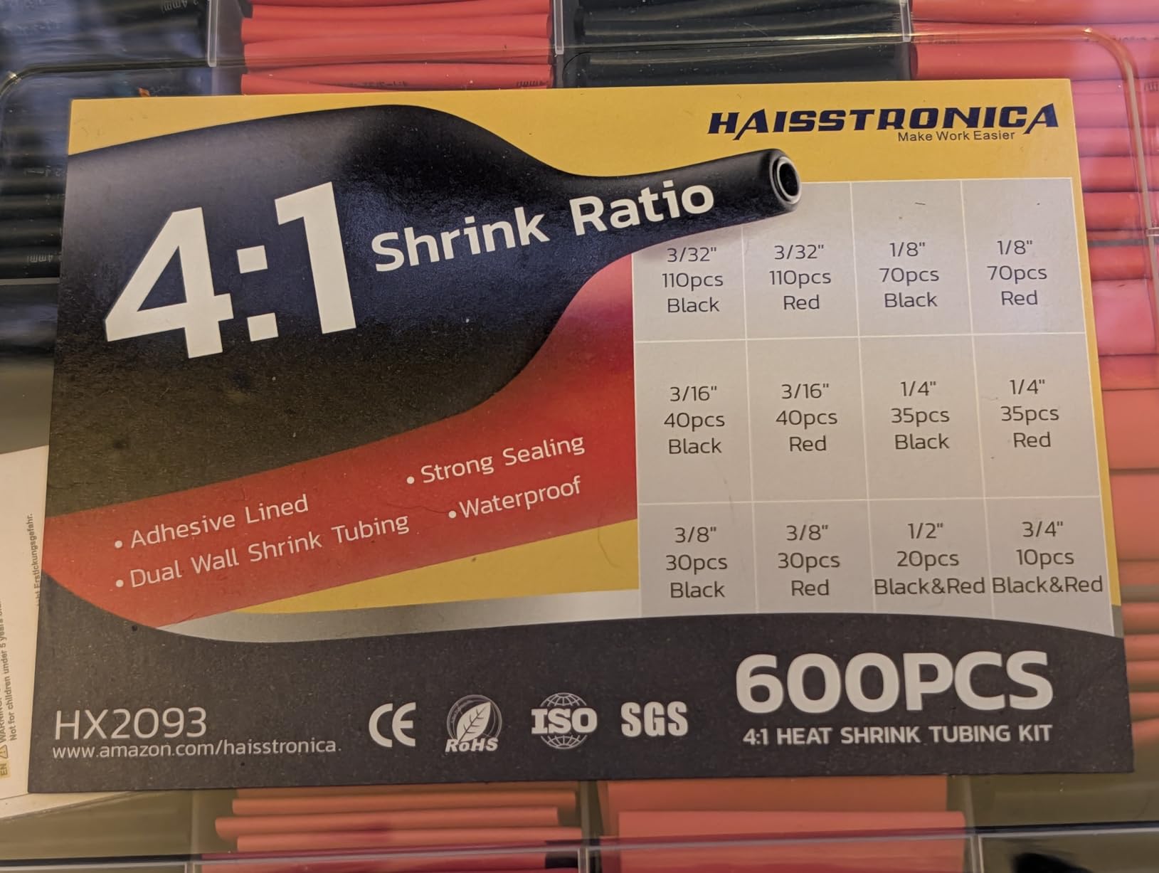 haisstronica 600PCS 4:1 Heat Shrink Tubing Kit 3/32