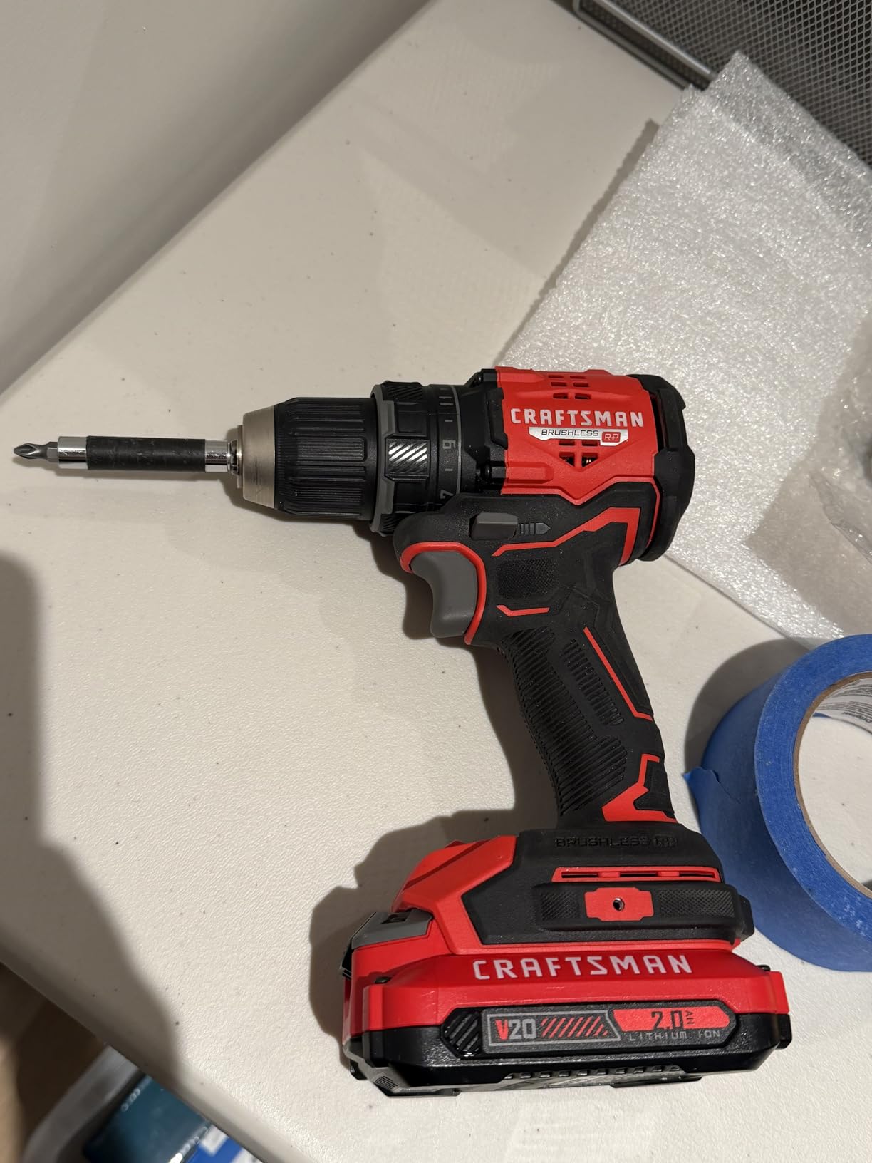 CRAFTSMAN V20 BRUSHLESS RP Compact Drill/Driver, Variable Speed Trigger, Built In LED, Includes Battery and Charger (CMCD714D1) customer photo 1