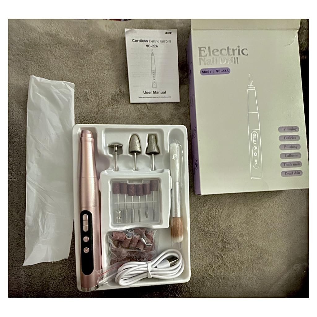 Hoxida Cordless Nail Drill 35000RPM, Rechargeable Nail File LCD Display | Low Noise Low Vibration, 30S Fast Removal, Lightweight, 2H Fast Charge, 9 Bits 25 Bands, Beginner Friendly Home Salon customer photo 2