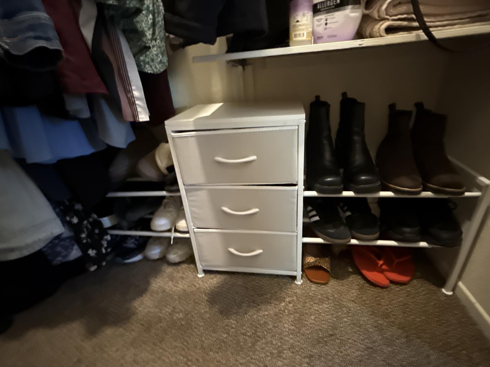 Cidaziya Expandable Closet Organizers and Storage, White Fabric Storage Dresser, 3 Drawer Dresser, Clothes Shelves for Kids, Purse Organizer Small Shoe Rack for Closet Bedroom(31.29~43.42 in) customer photo 1