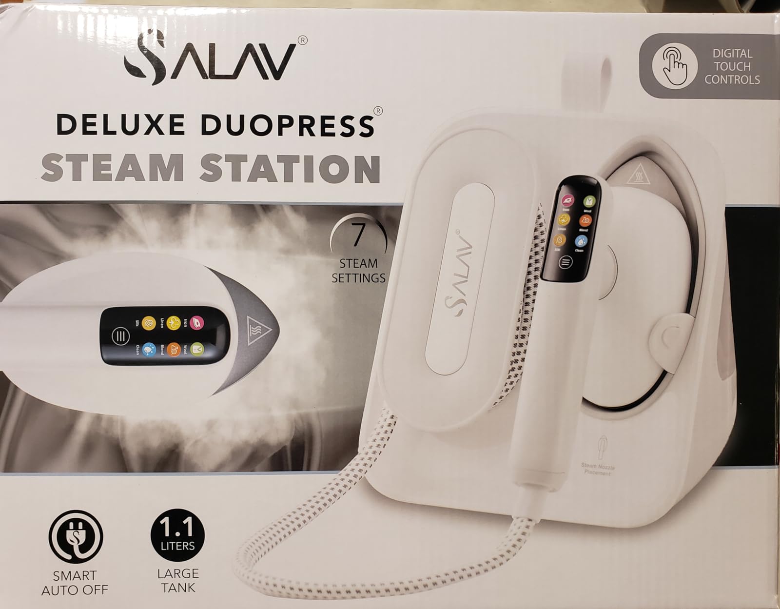 SALAV DuoPress Smart Deluxe Steam Station, Garment Steamer & Iron, 6ft Extra-Long Hose, Auto-Off Safety, Digital Display, 7 Steam Levels, 1.1L Water Tank, Dry Iron Mode & Steam Burst customer photo 1