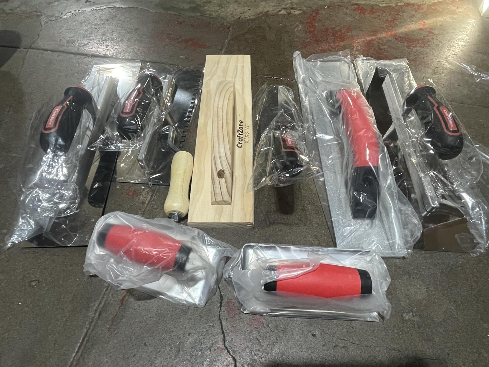 9Pcs Masonry Plastering Hand Tool Set, Alloy & Wooden Plastering Trowels, Bricklaying Knife, Line Splitter, Corner Rounder, Wire Twister & 16